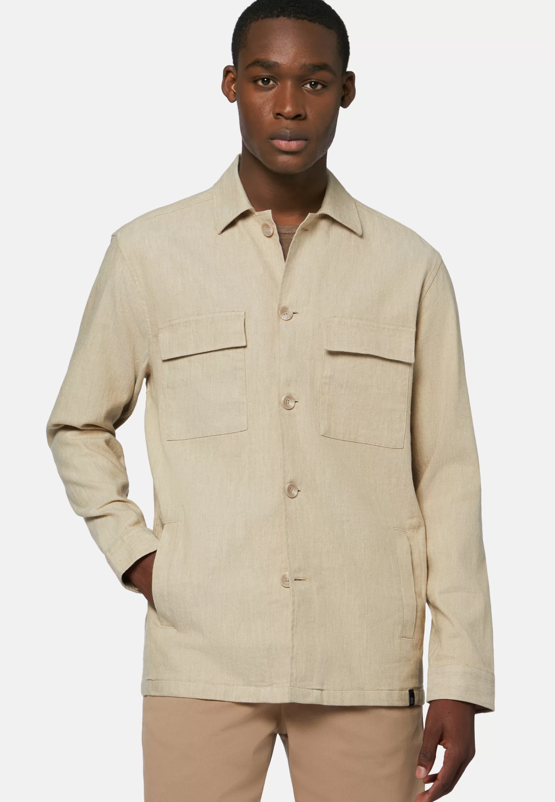 Outerwear^Boggi Milano Cotton and Linen Link Shirt Jacket Beige