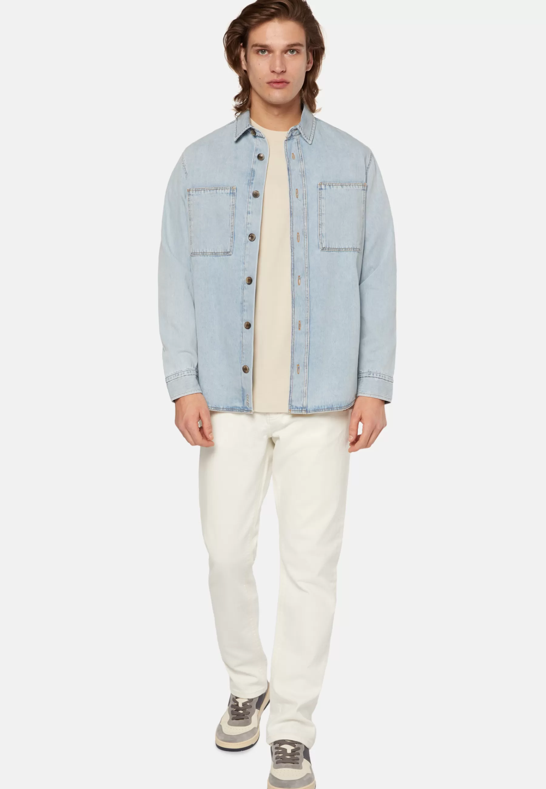 Overshirts | Casual Shirts^Boggi Milano Cotton Denim Overshirt Light Blue