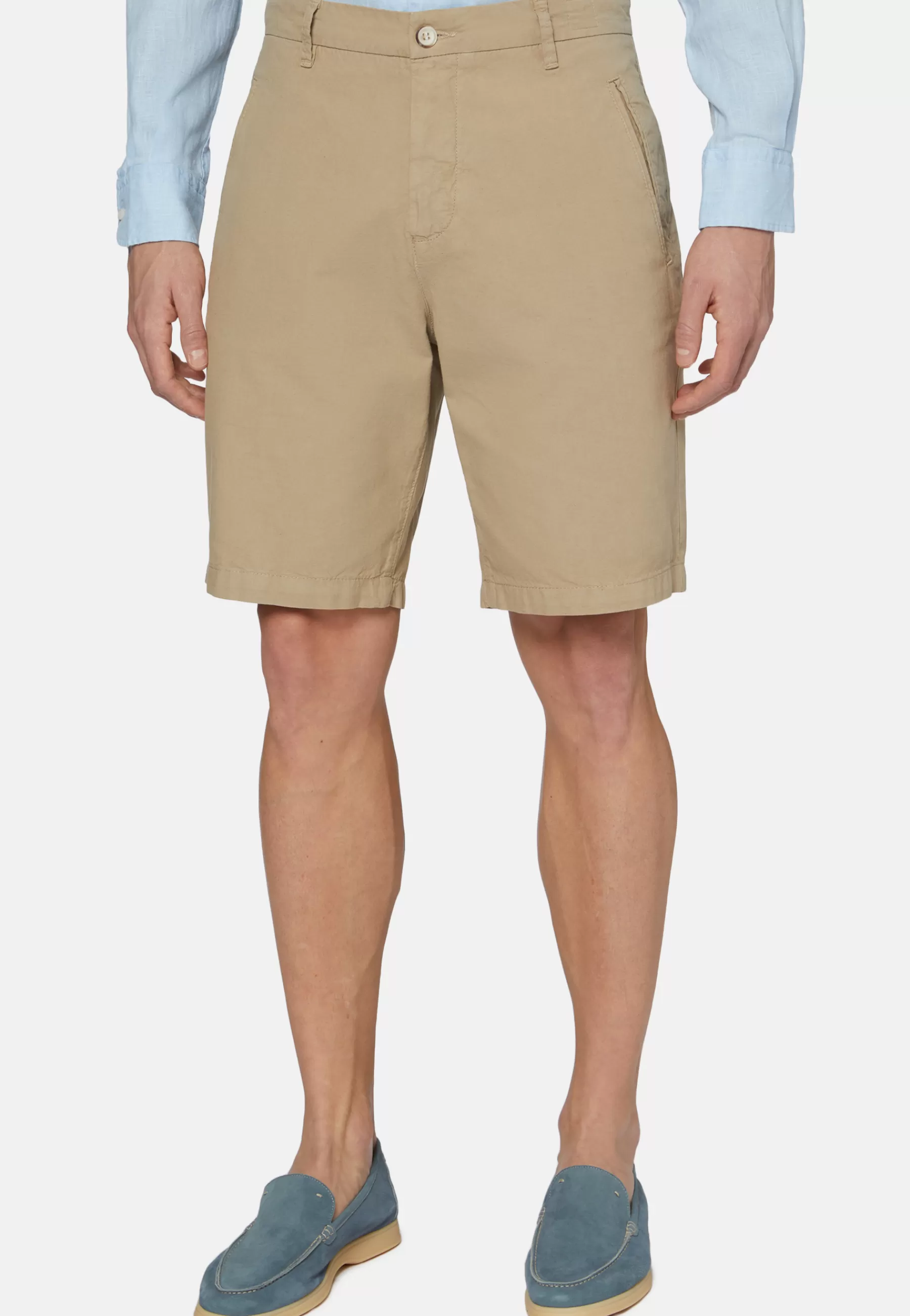 Bermuda^Boggi Milano Cotton Linen Bermuda Shorts Beige