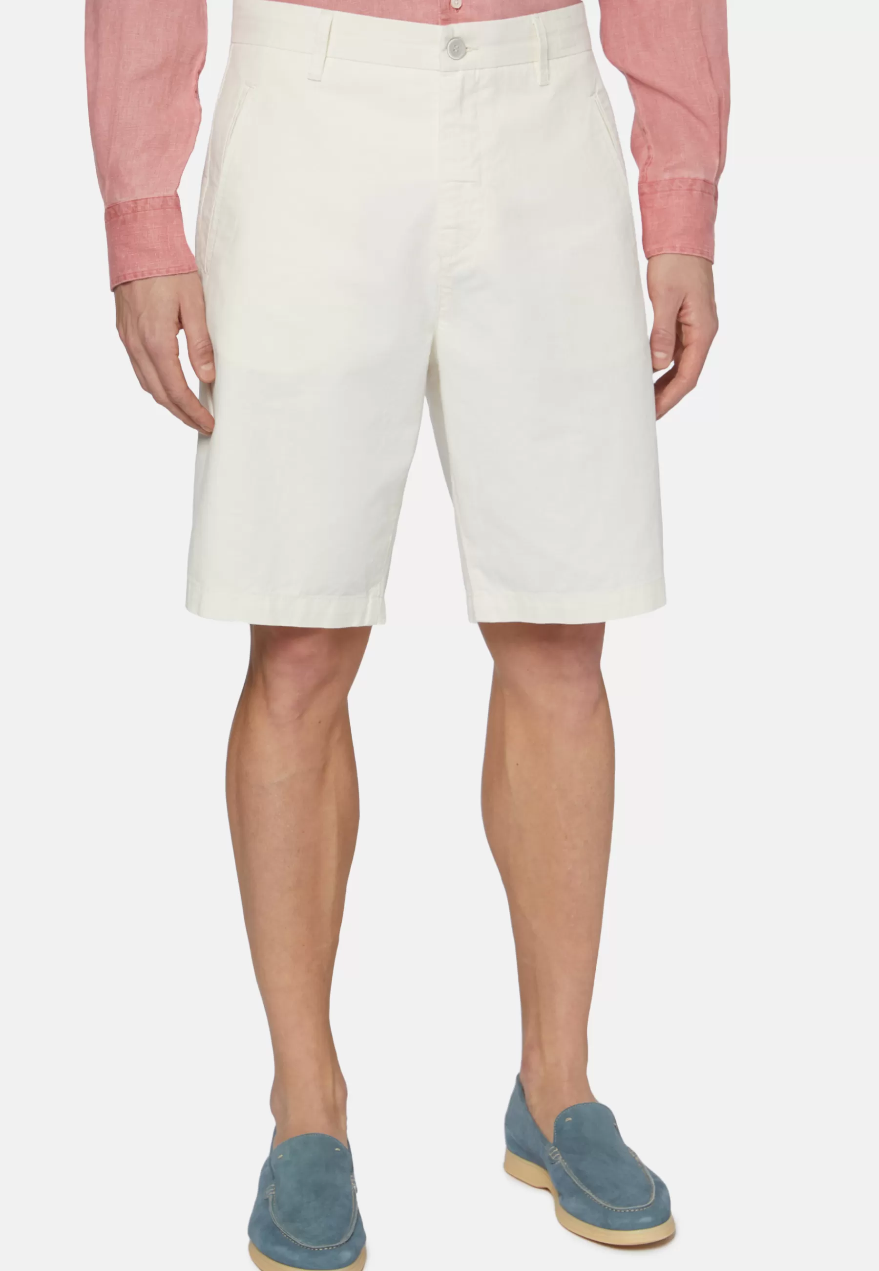 Bermuda^Boggi Milano Cotton Linen Bermuda Shorts White