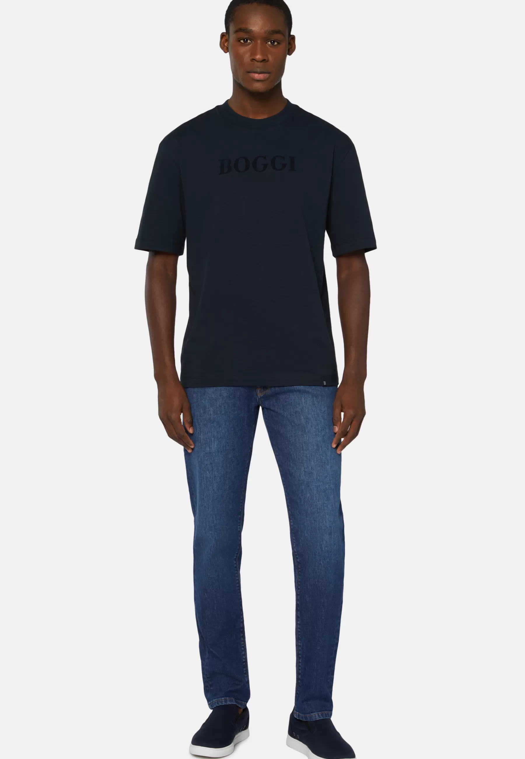 T-Shirts^Boggi Milano Cotton T-shirt Navy blue