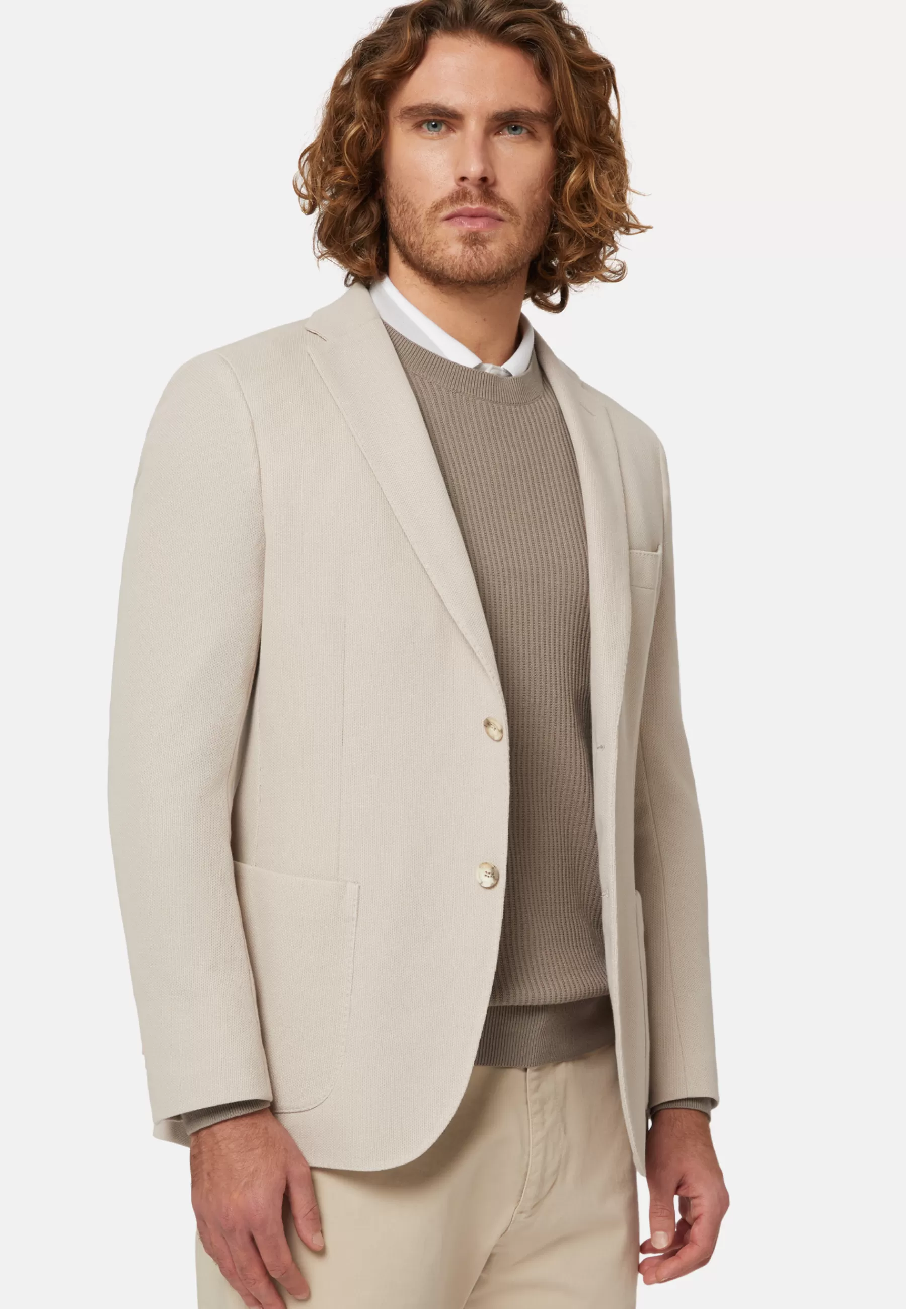 Blazers^Boggi Milano B-Jersey Cotton Jacket Cream