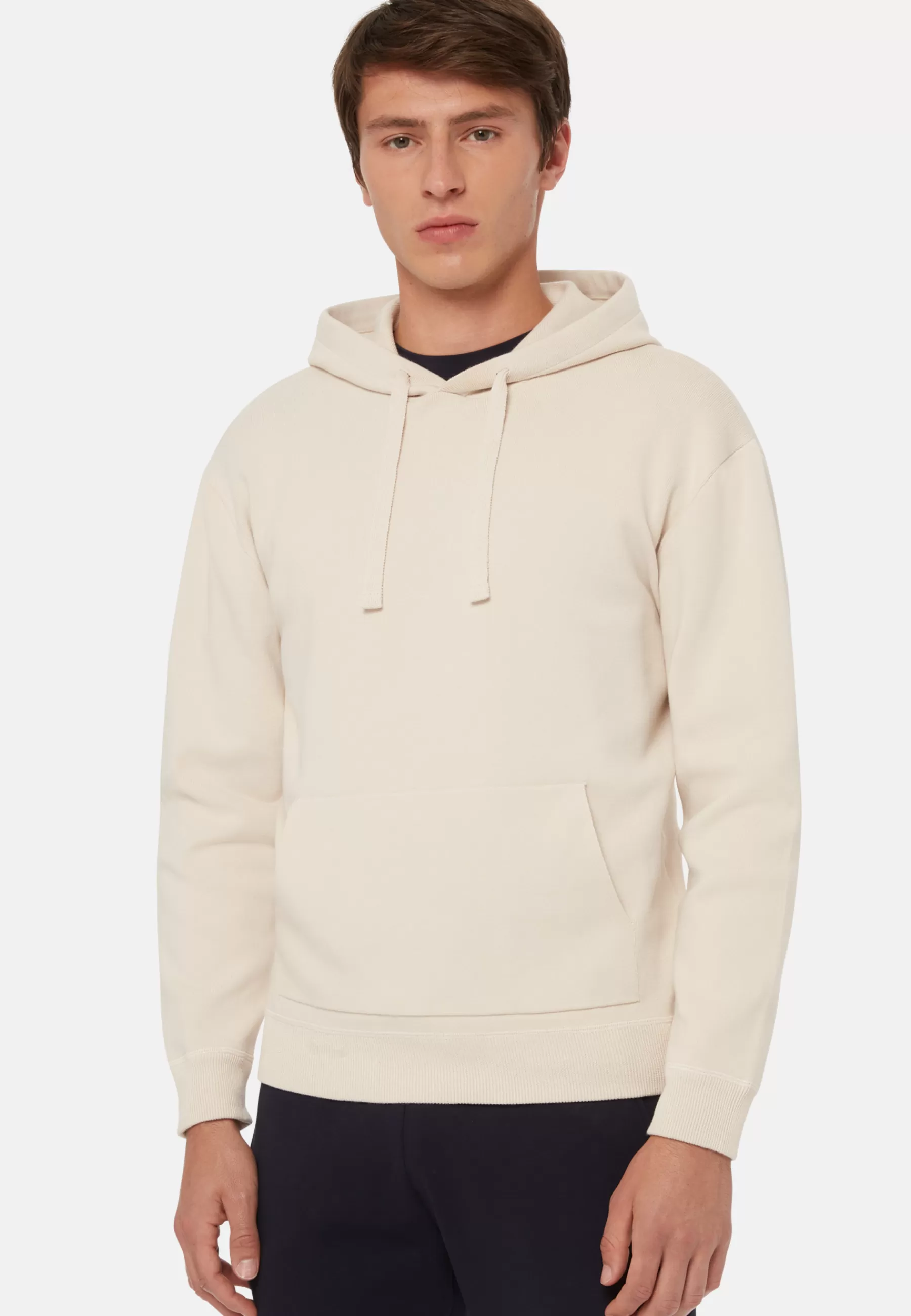 Knitwear^Boggi Milano Cream Hoodie in Technical Cotton Jersey Fleece Beige