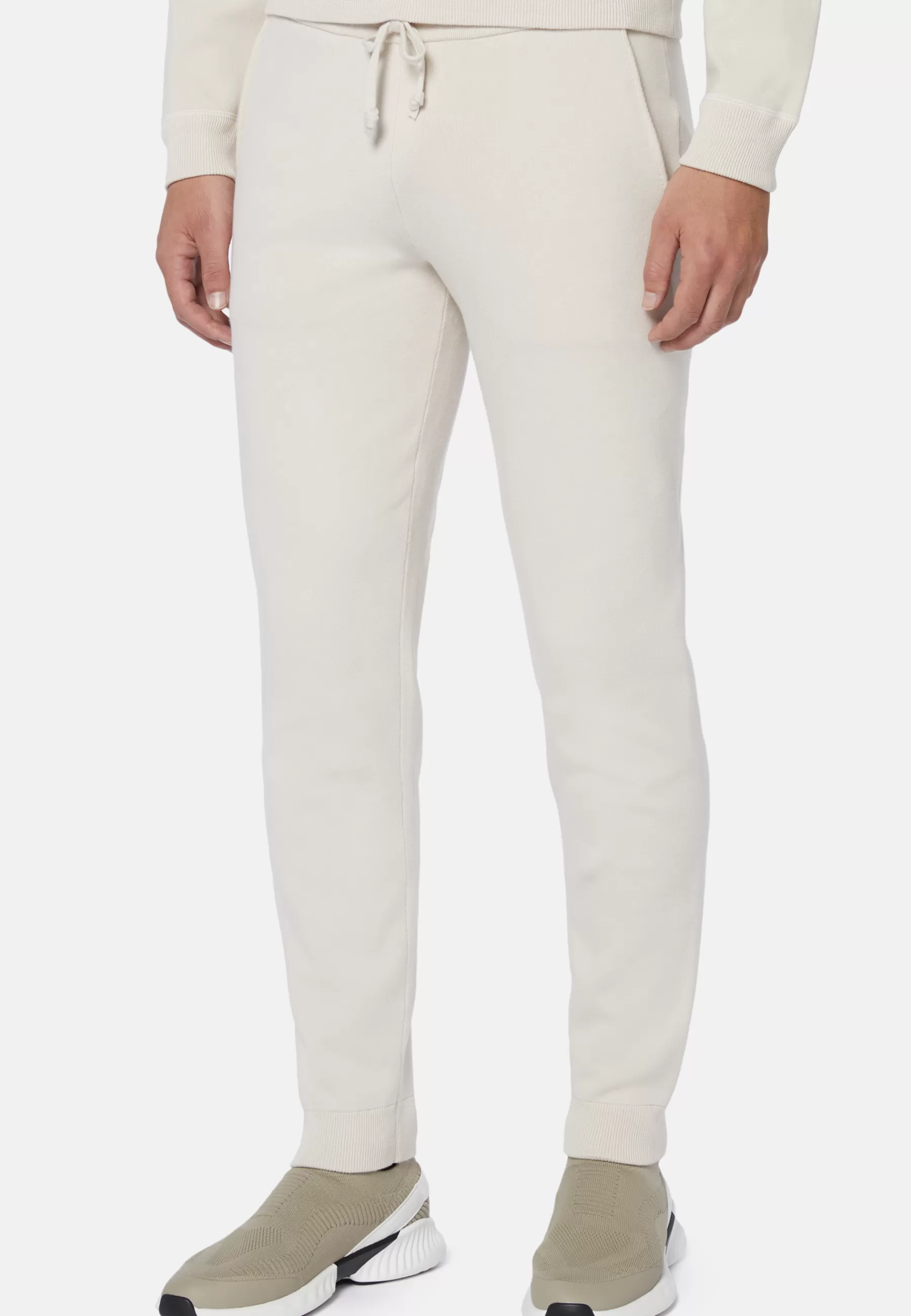 Pants^Boggi Milano Cream Pants in Technical Cotton Jersey Fleece Beige