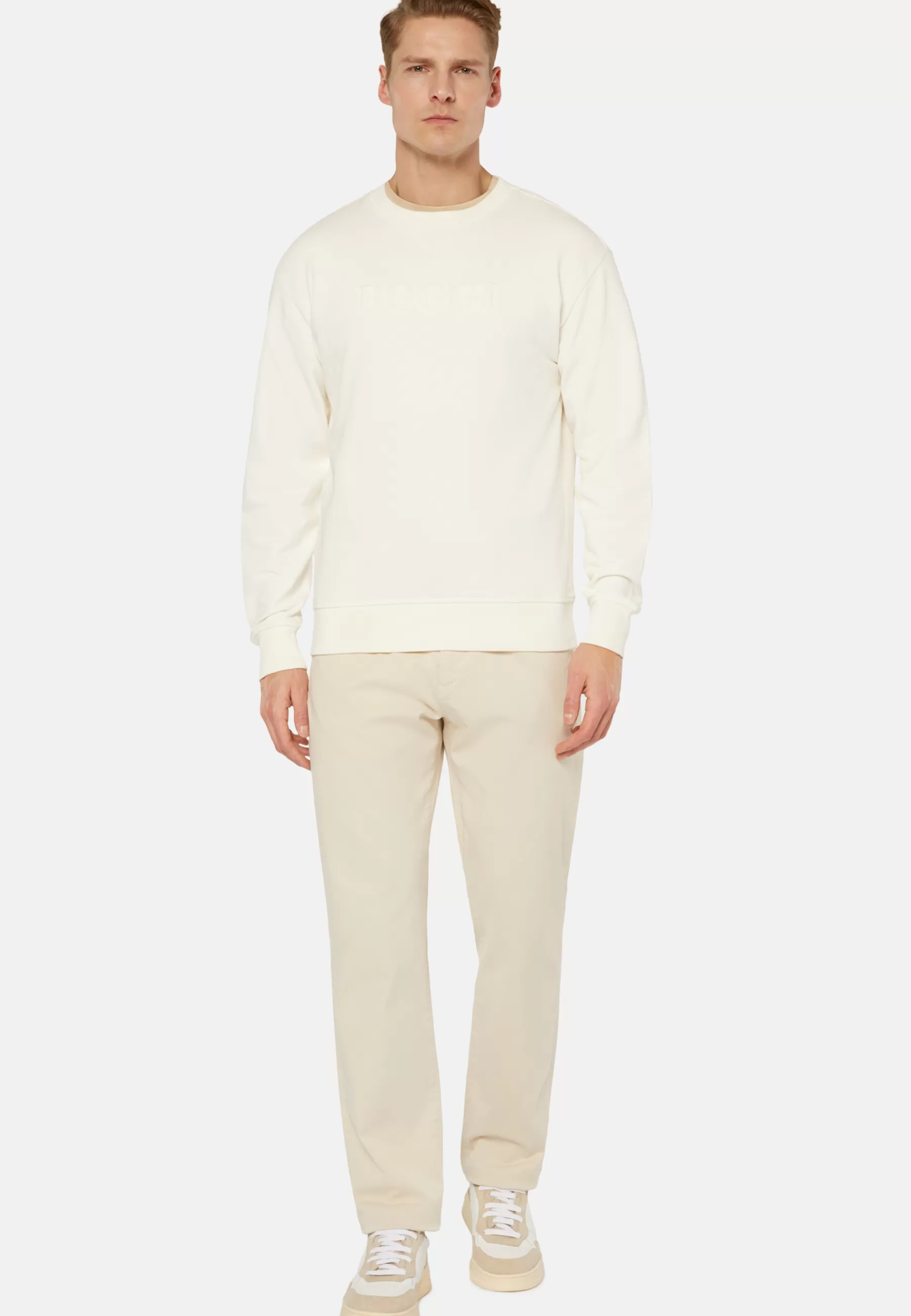 Sweatshirts and Joggers^Boggi Milano Crew Neck Cotton Sweatshirt White