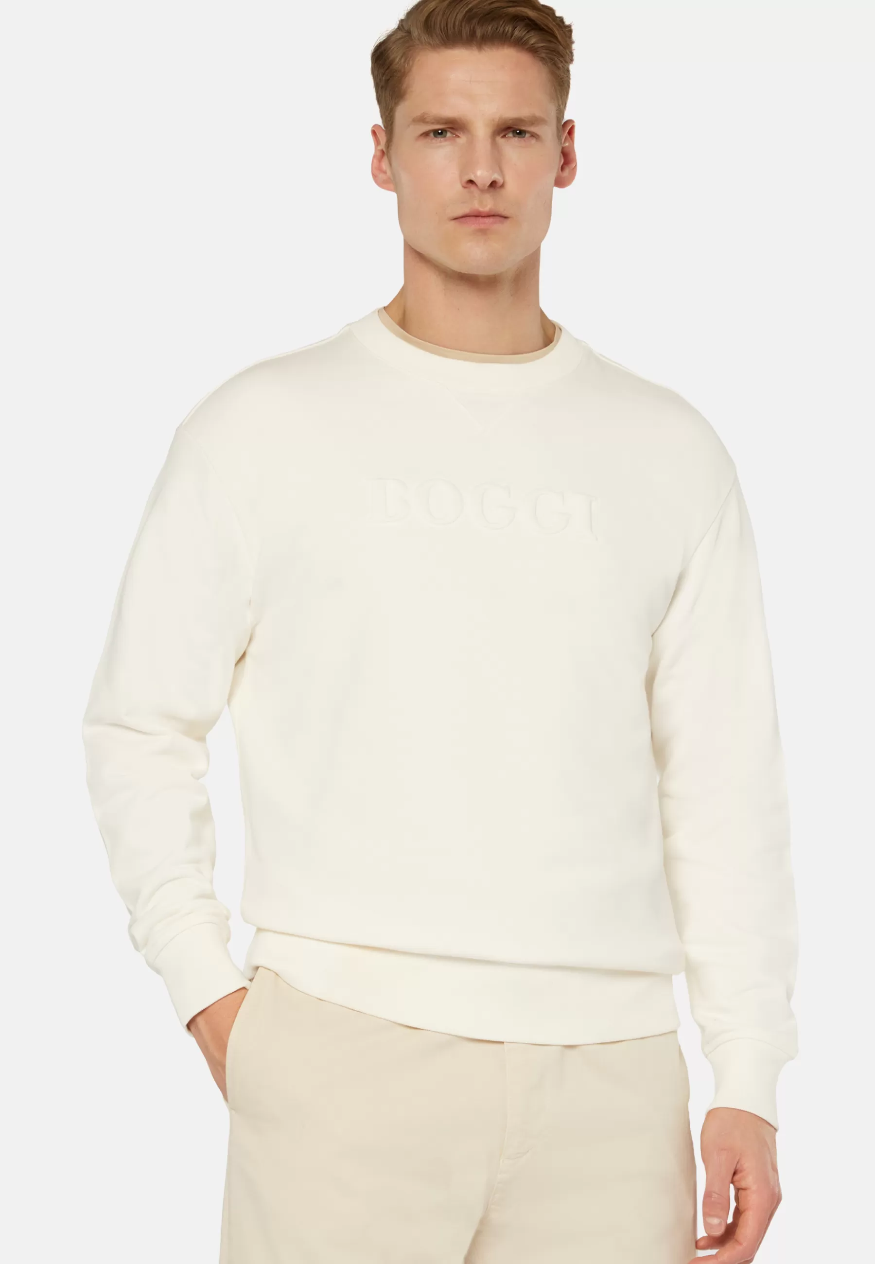 Sweatshirts and Joggers^Boggi Milano Crew Neck Cotton Sweatshirt White