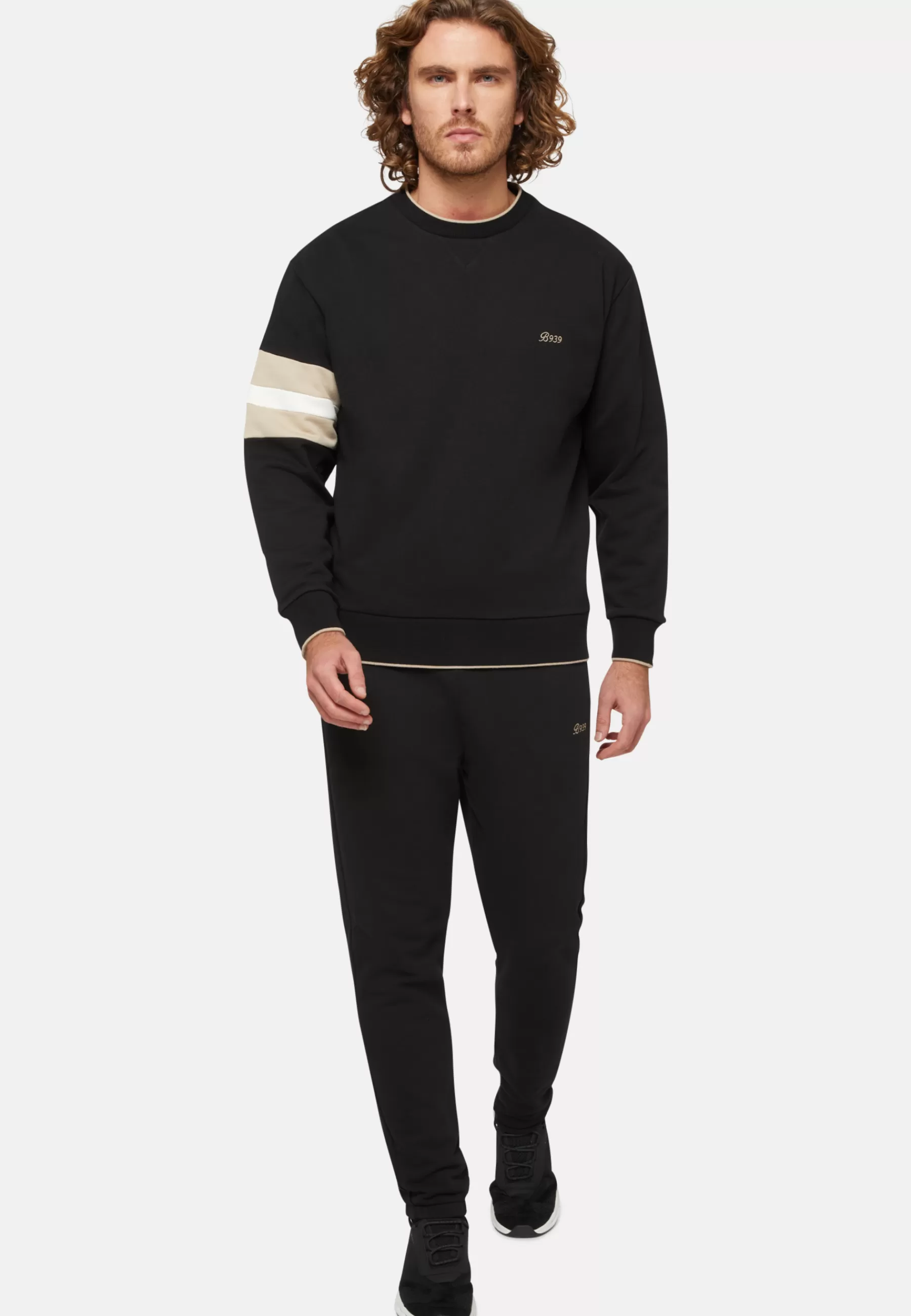 Sweatshirts and Joggers^Boggi Milano Crew Neck Sweatshirt In Organic Cotton Blend Black