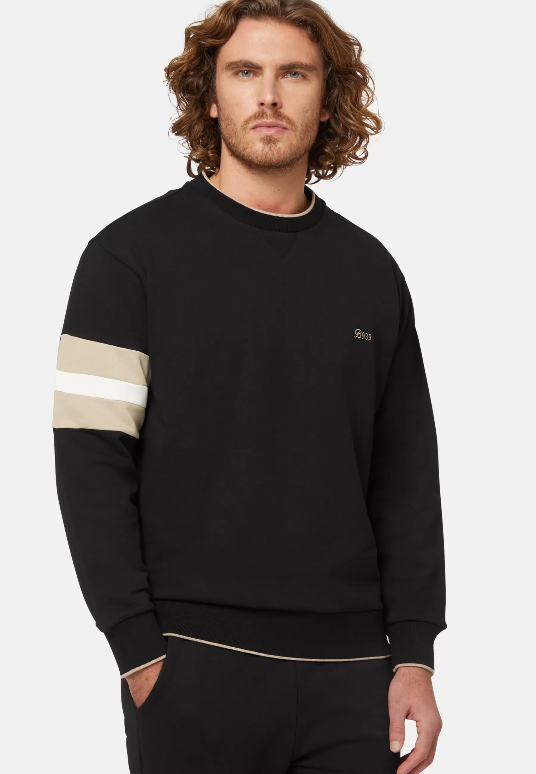 Sweatshirts and Joggers^Boggi Milano Crew Neck Sweatshirt In Organic Cotton Blend Black