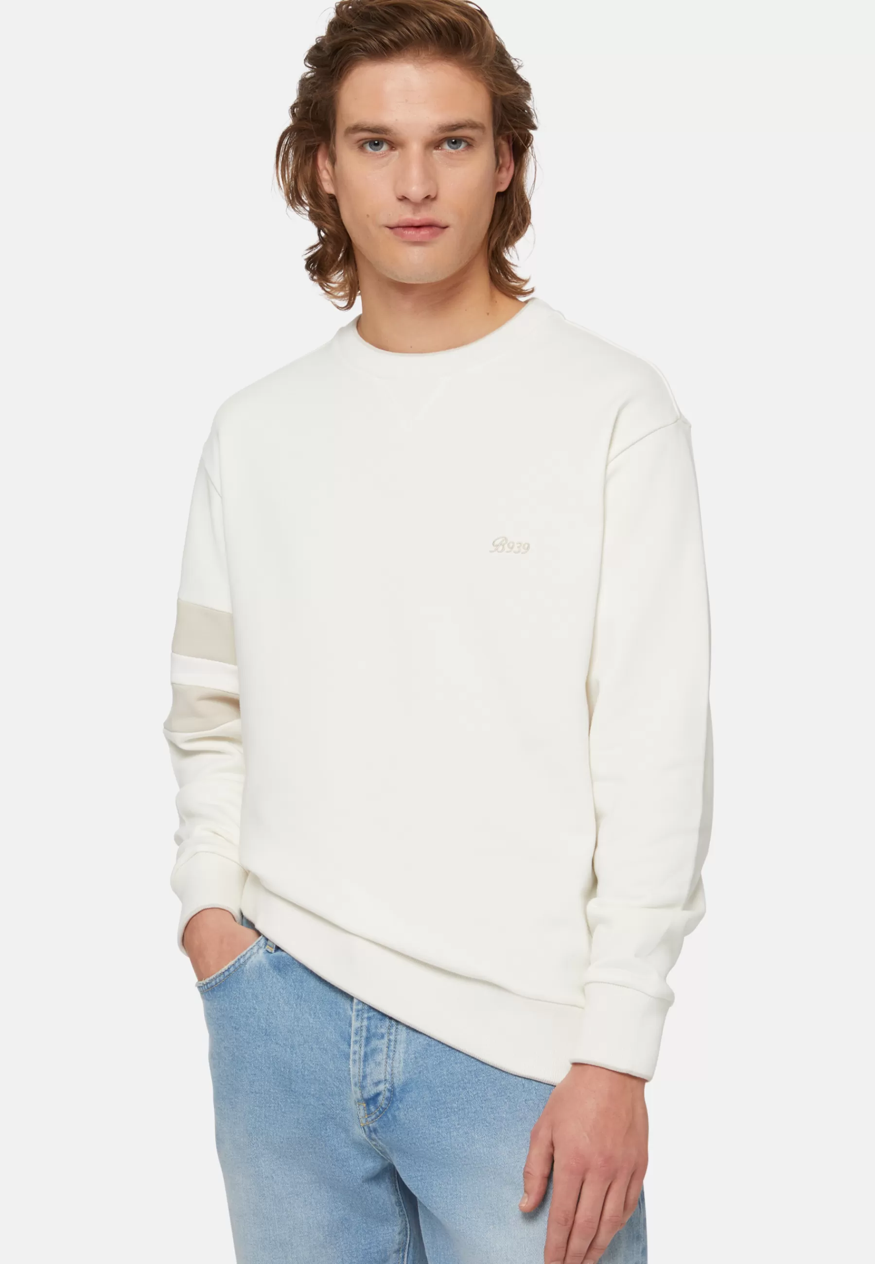 Sweatshirts and Joggers^Boggi Milano Crew Neck Sweatshirt In Organic Cotton Blend White