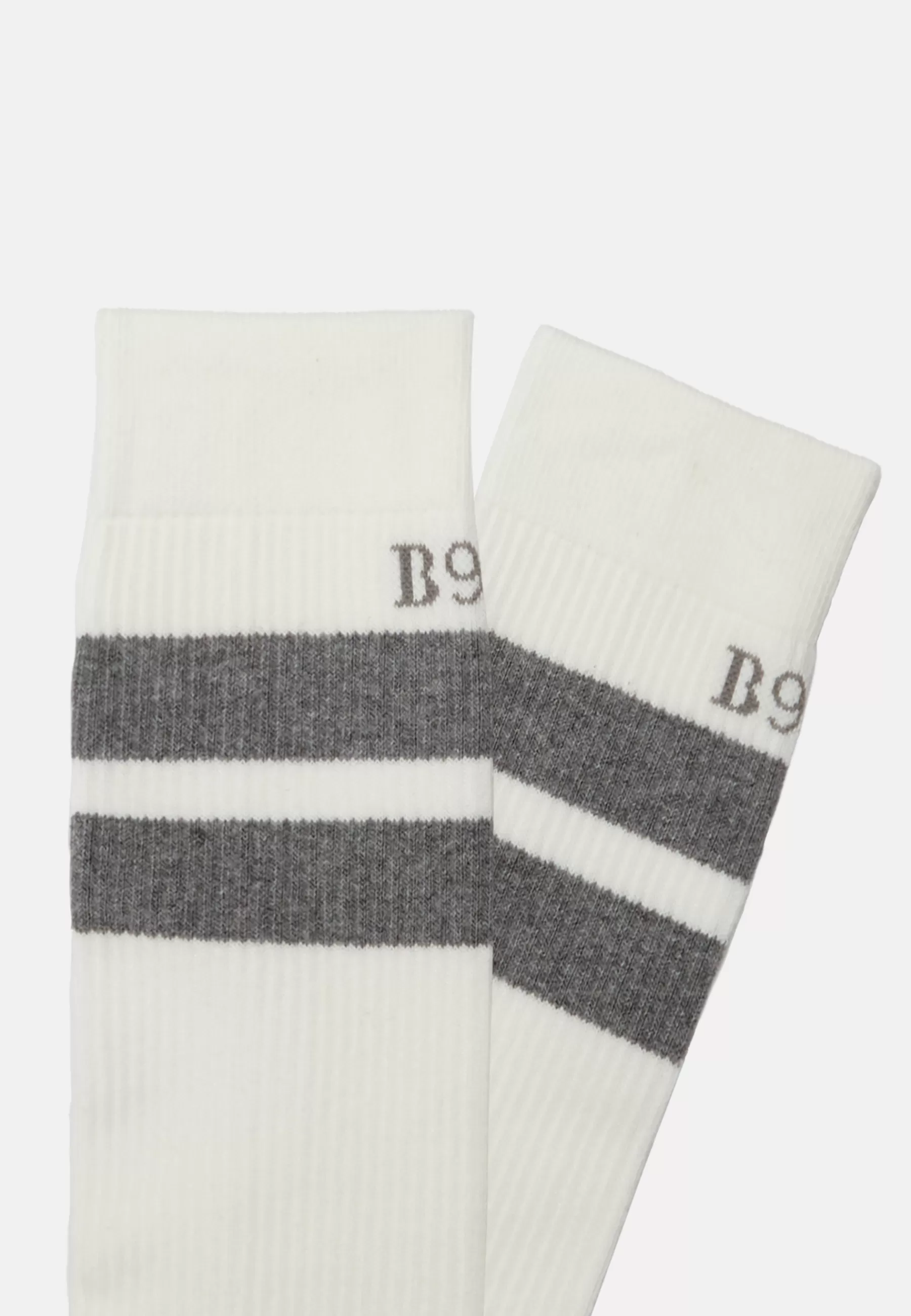 Socks^Boggi Milano Double Striped Socks in a Cotton Blend White