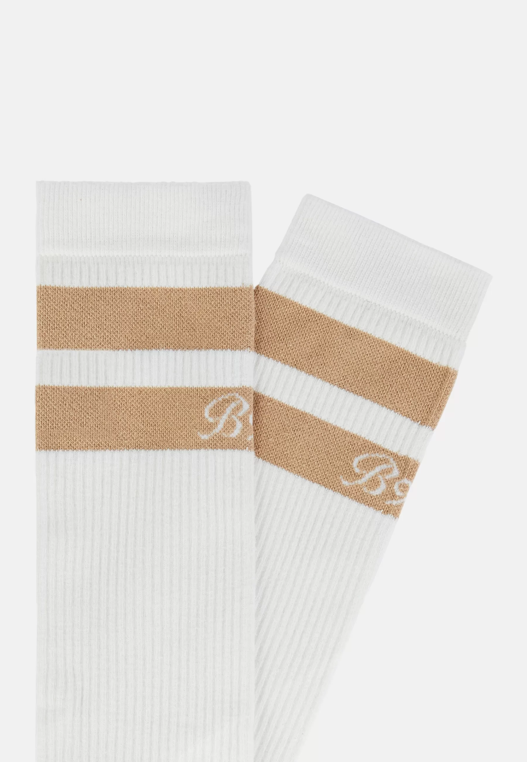 Socks^Boggi Milano Double Striped Socks in a Cotton Blend White