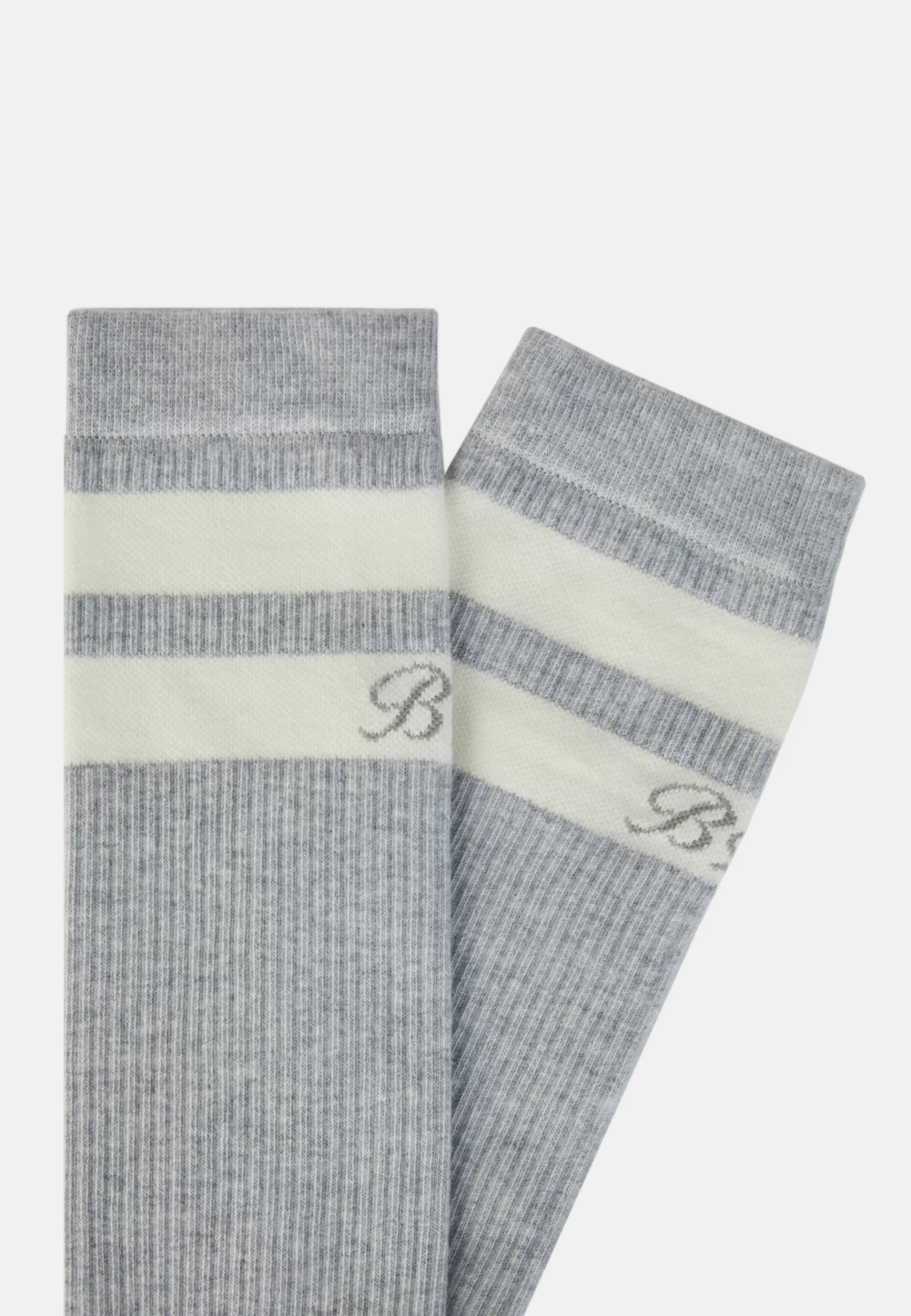 Socks^Boggi Milano Double Striped Socks in a Cotton Blend Grey