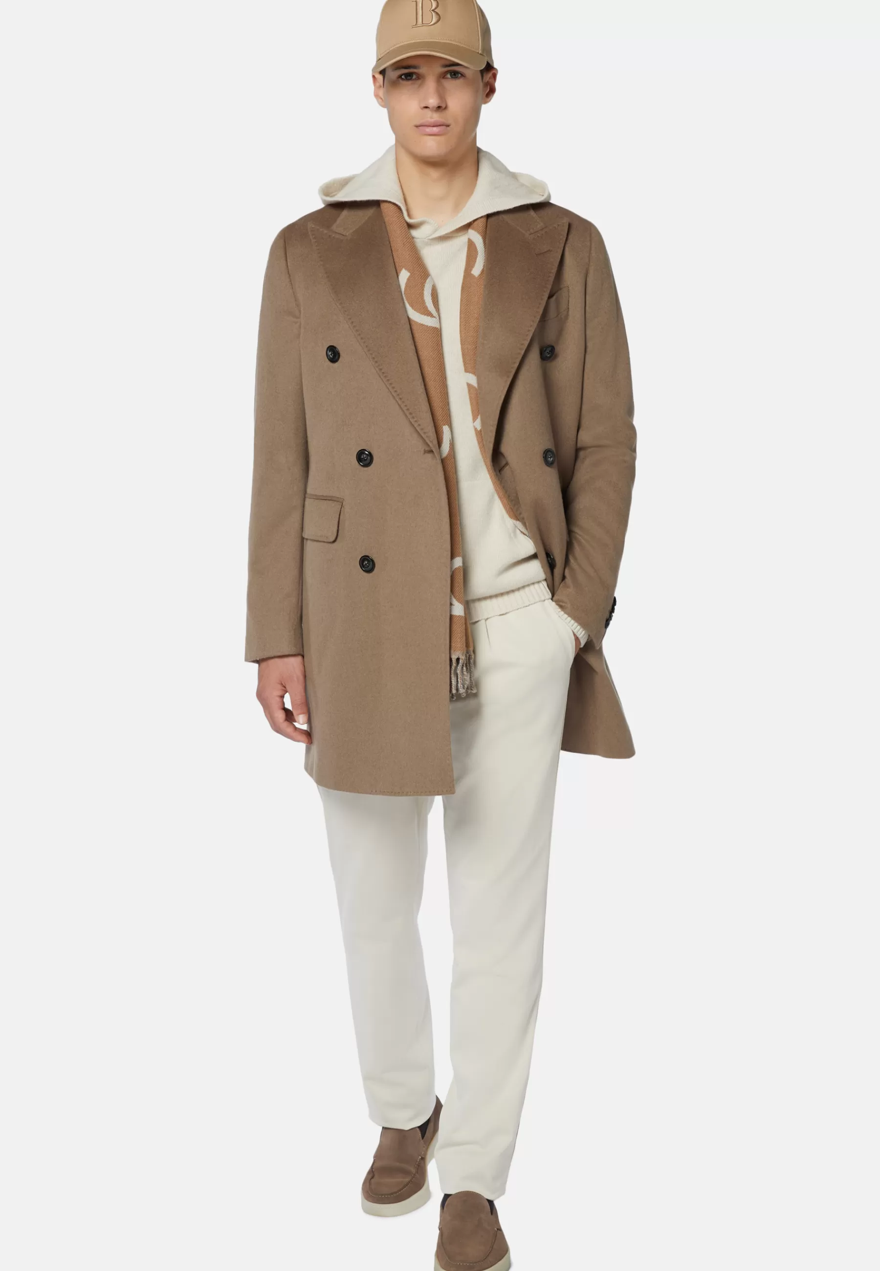 Coats^Boggi Milano Double-Breasted Coat in Pure Cashmere Hazelnut