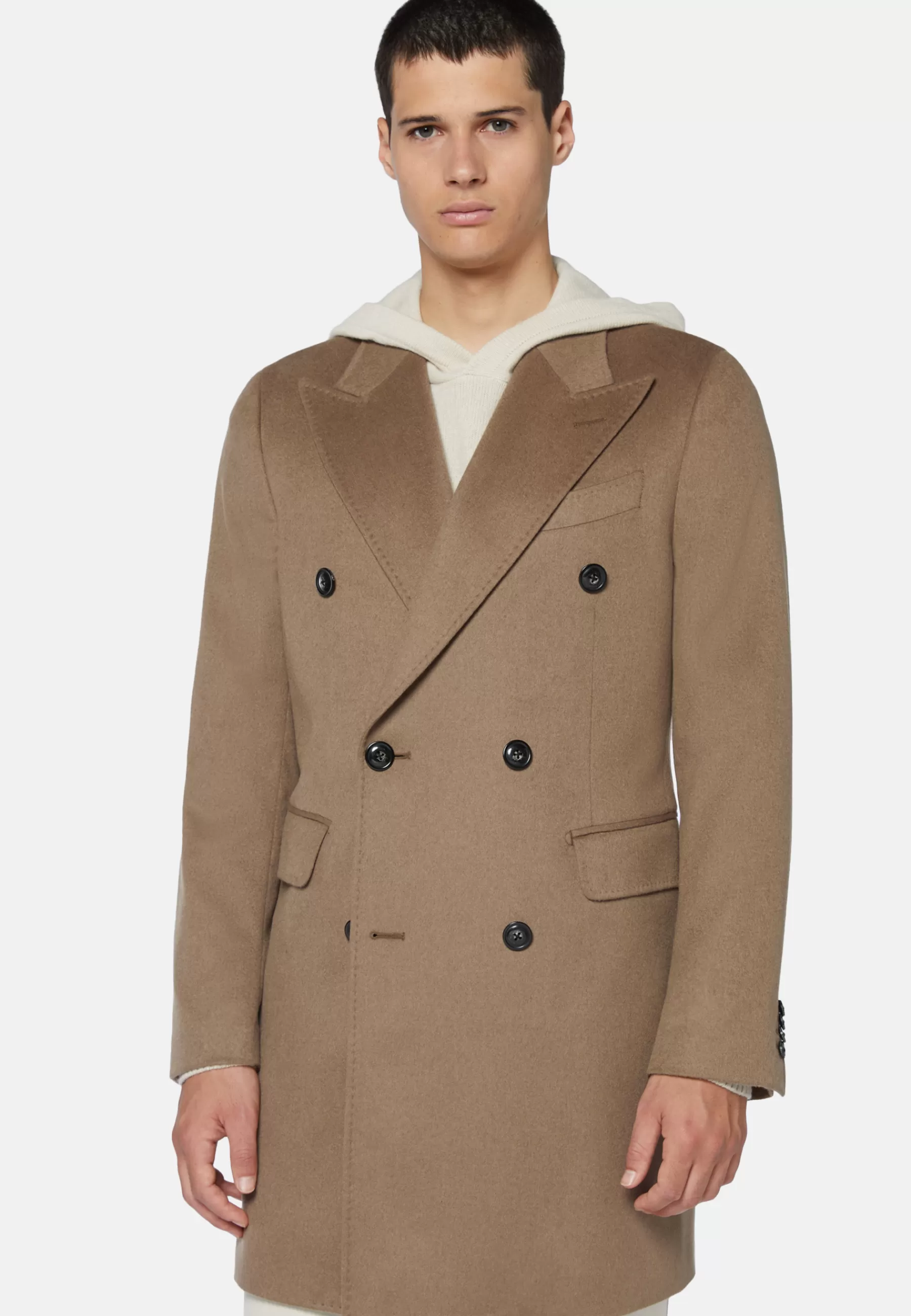 Coats^Boggi Milano Double-Breasted Coat in Pure Cashmere Hazelnut