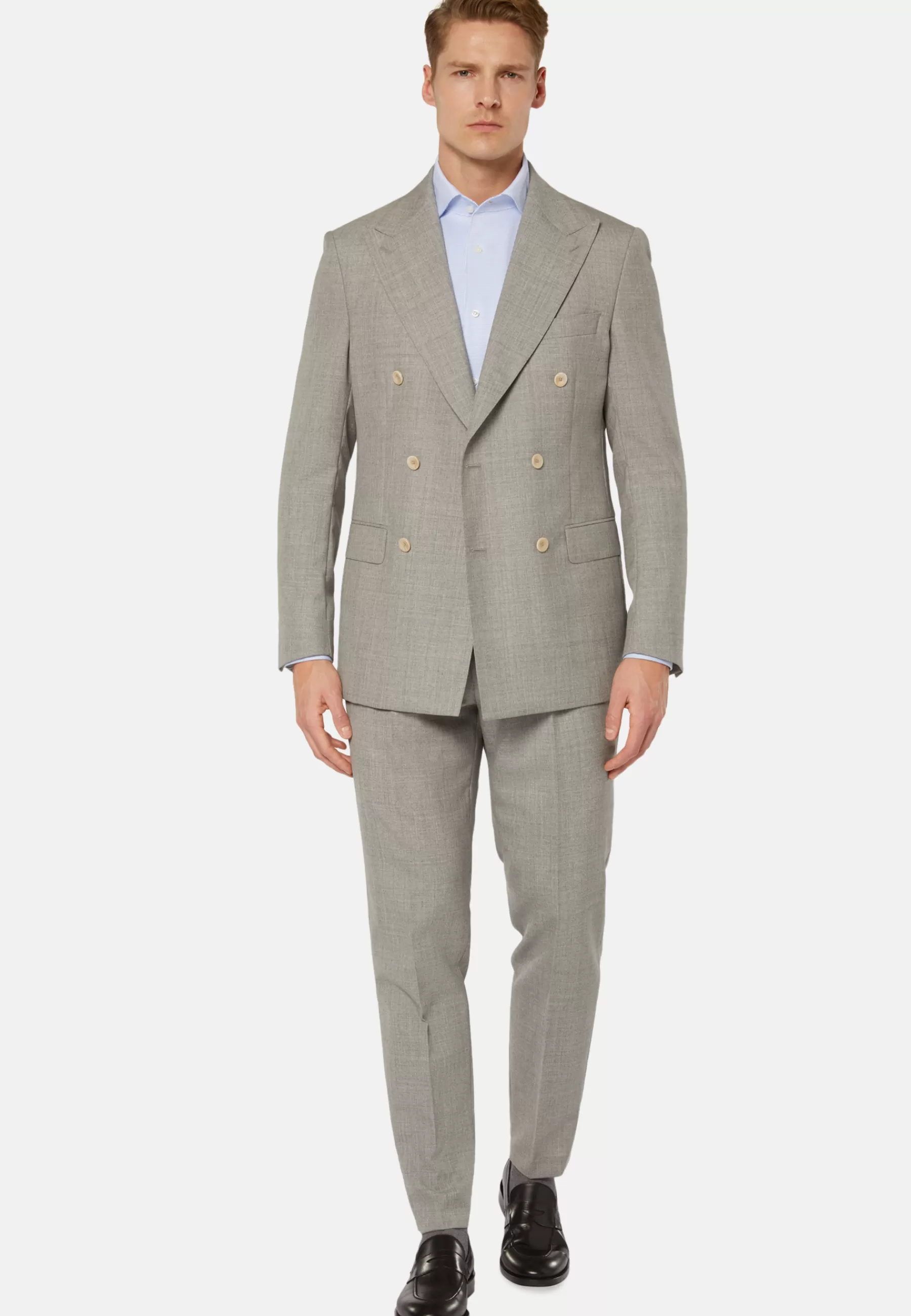 Suits^Boggi Milano Double-Breasted Suit In Pure Wool light grey