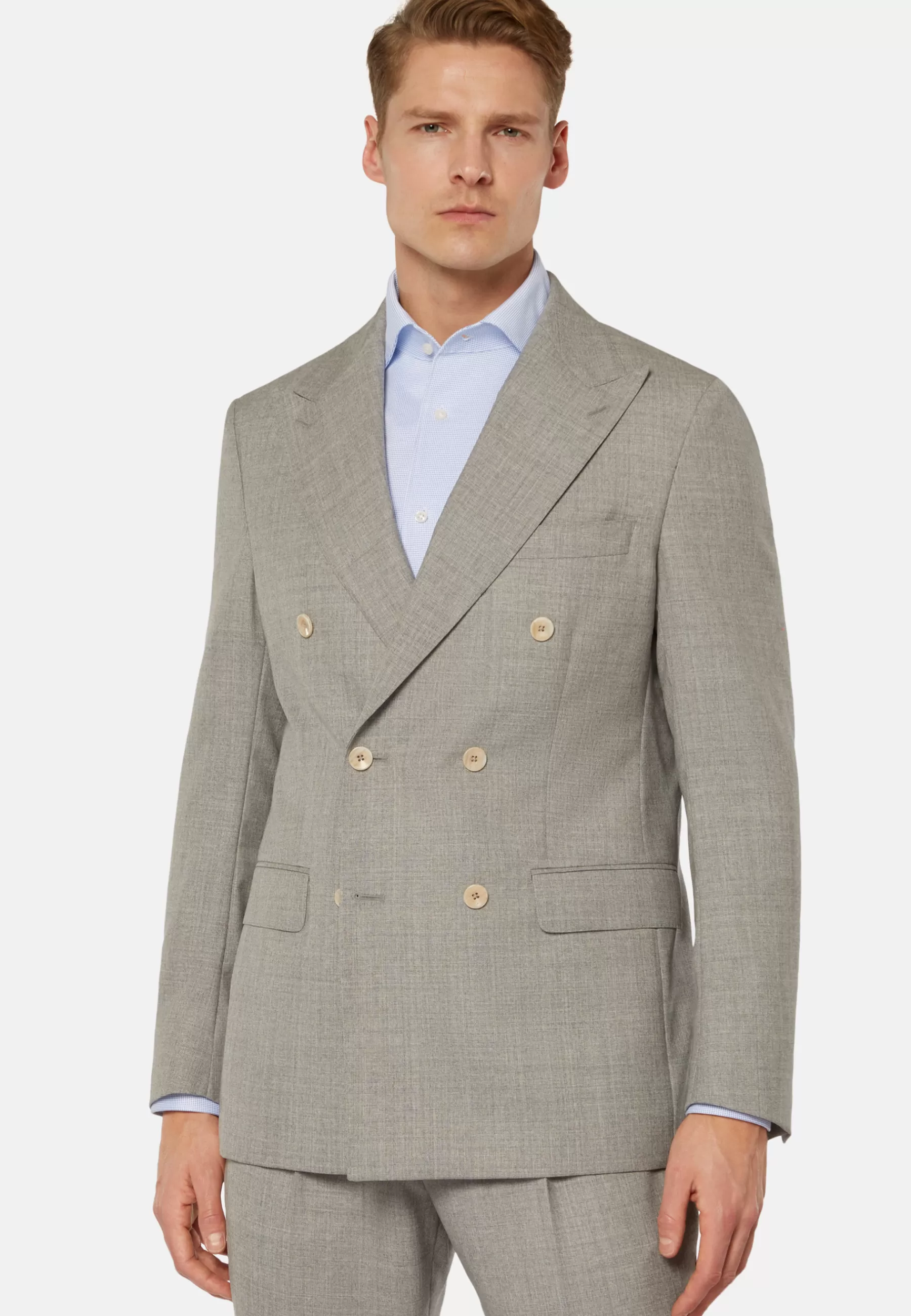 Suits^Boggi Milano Double-Breasted Suit In Pure Wool light grey