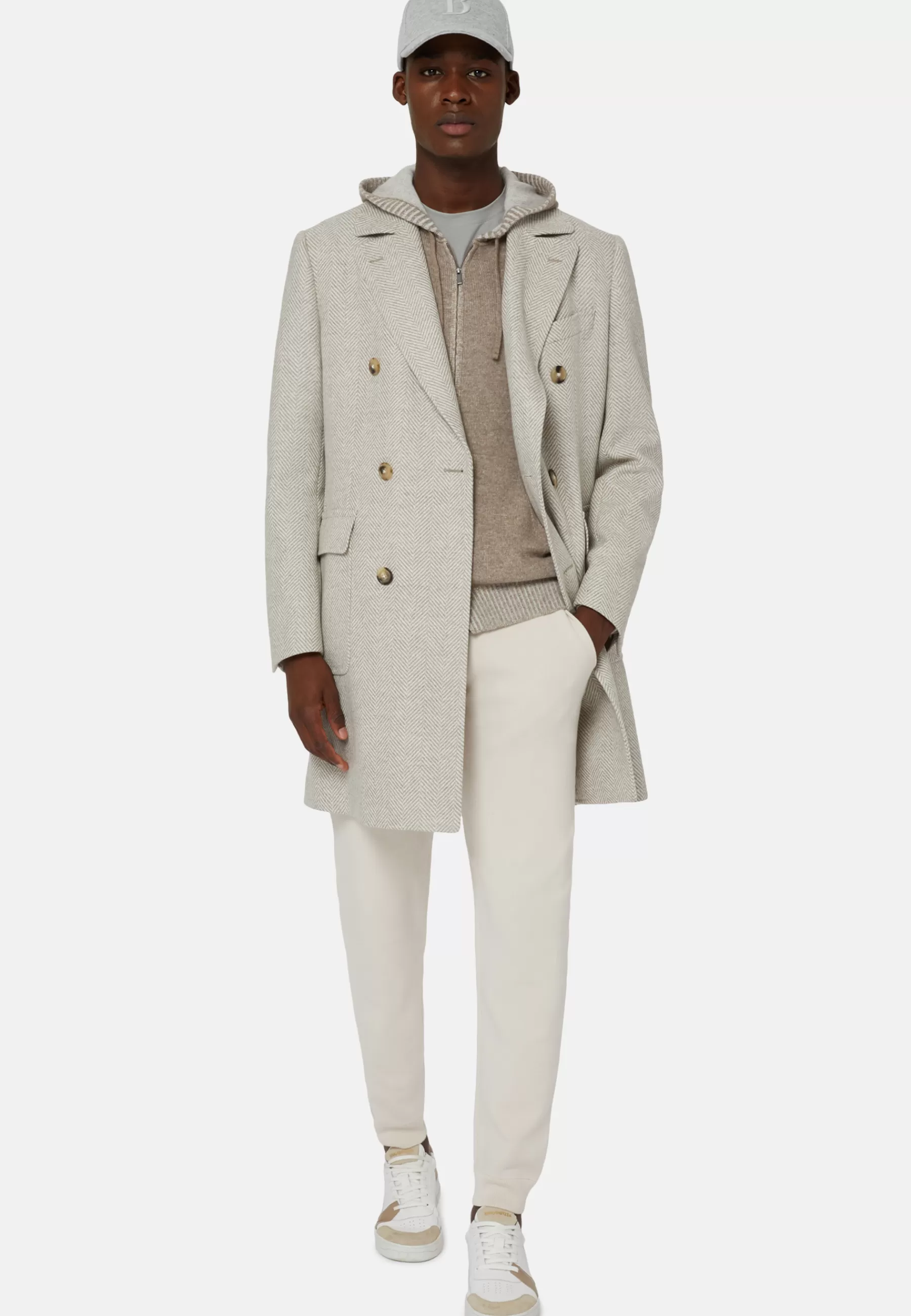 Coats^Boggi Milano Double-Breasted Wool Coat Beige