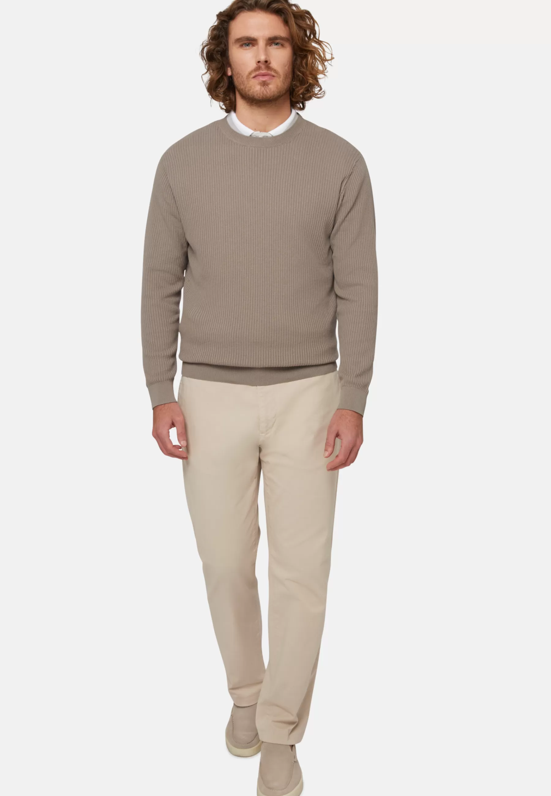 Knitwear^Boggi Milano Dove Grey Crew Neck Cotton Jumper Taupe