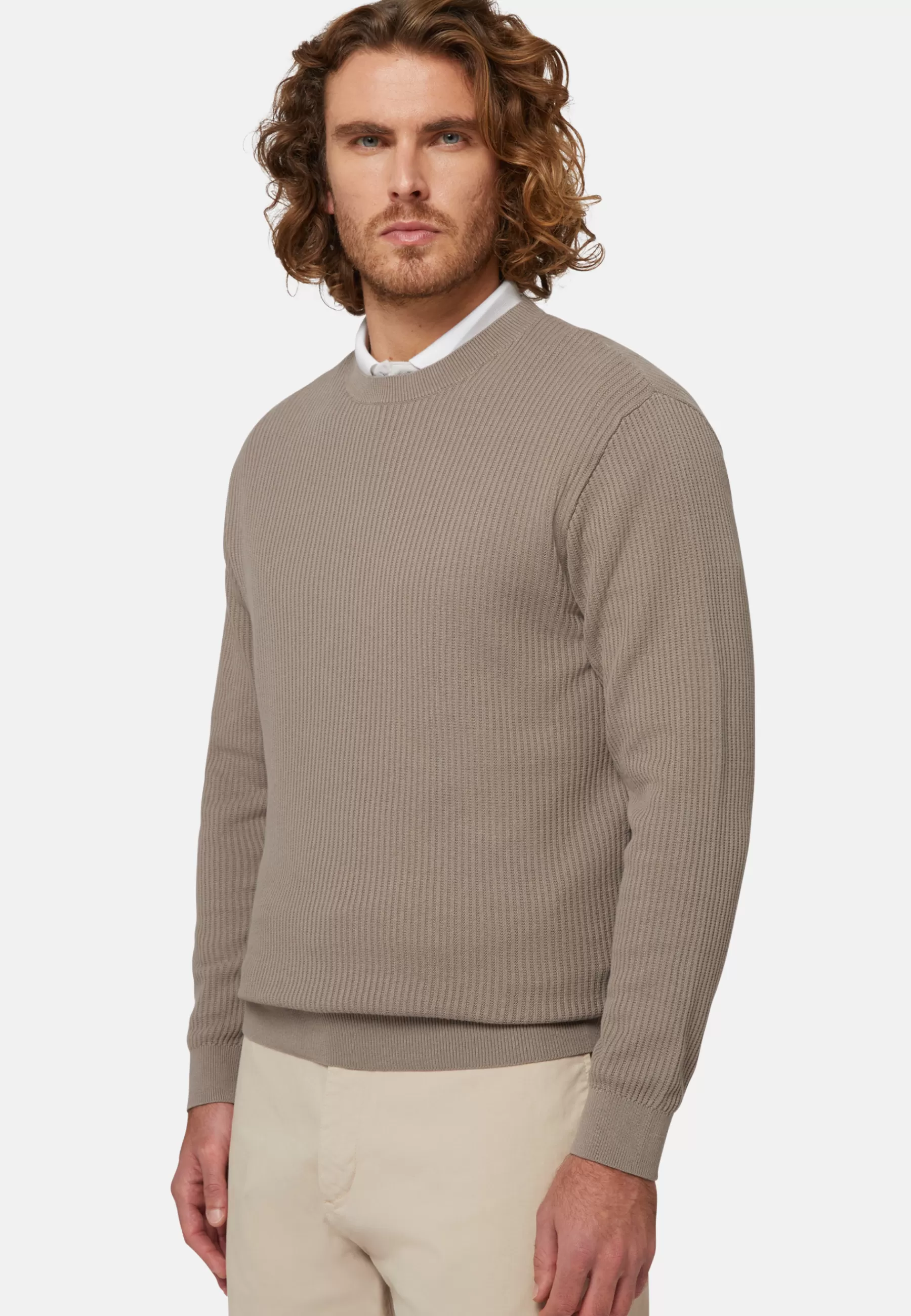 Knitwear^Boggi Milano Dove Grey Crew Neck Cotton Jumper Taupe