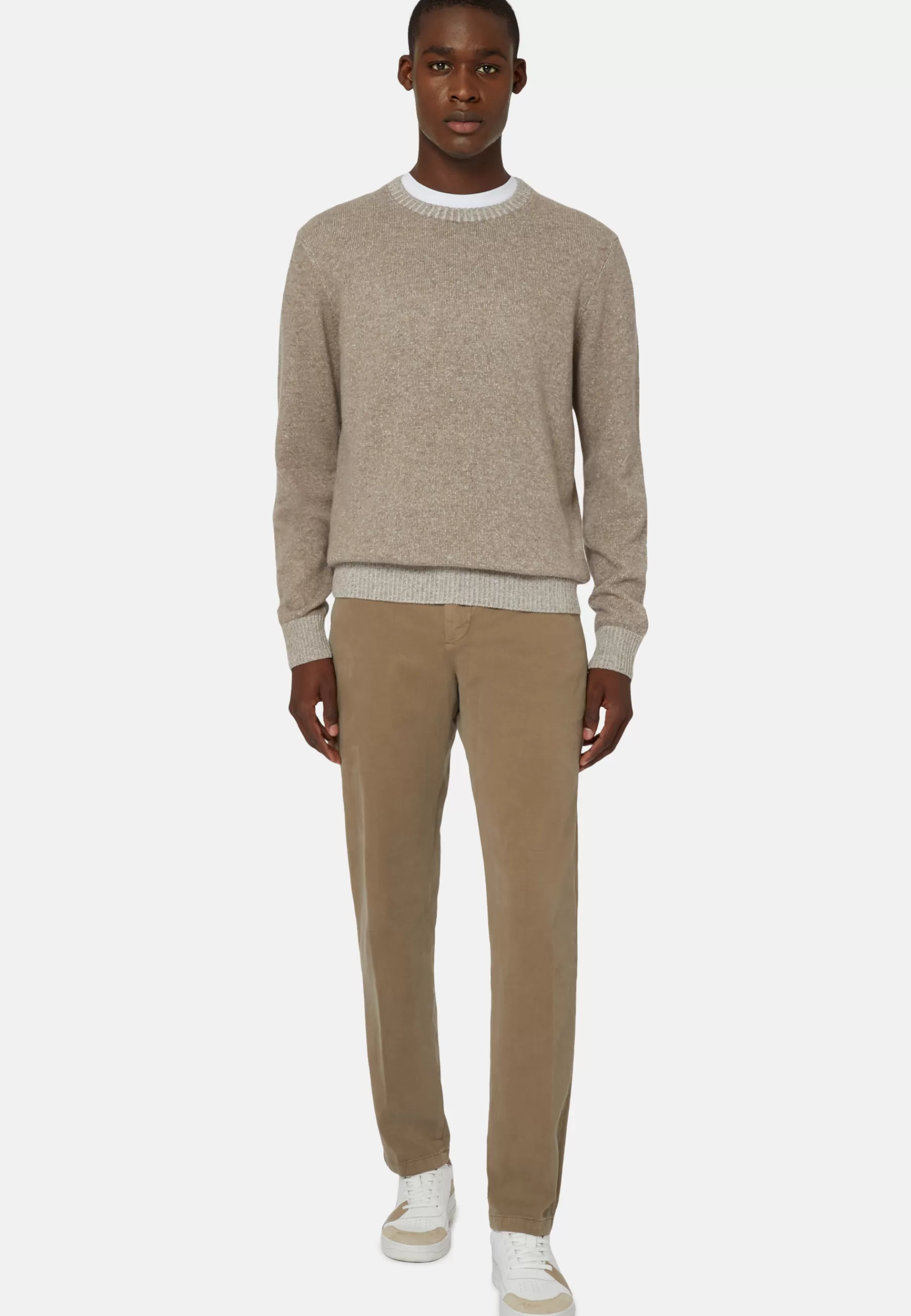 Knitwear^Boggi Milano Dove Grey Crew Neck Jumper In a Cashmere Blend Taupe