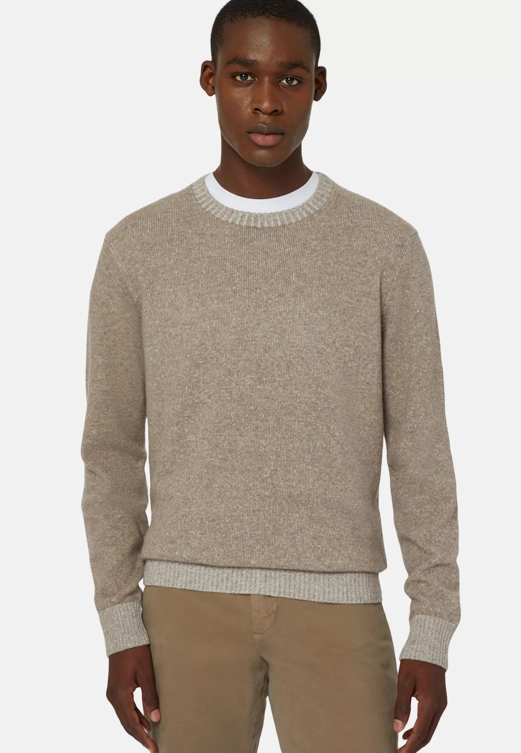 Knitwear^Boggi Milano Dove Grey Crew Neck Jumper In a Cashmere Blend Taupe