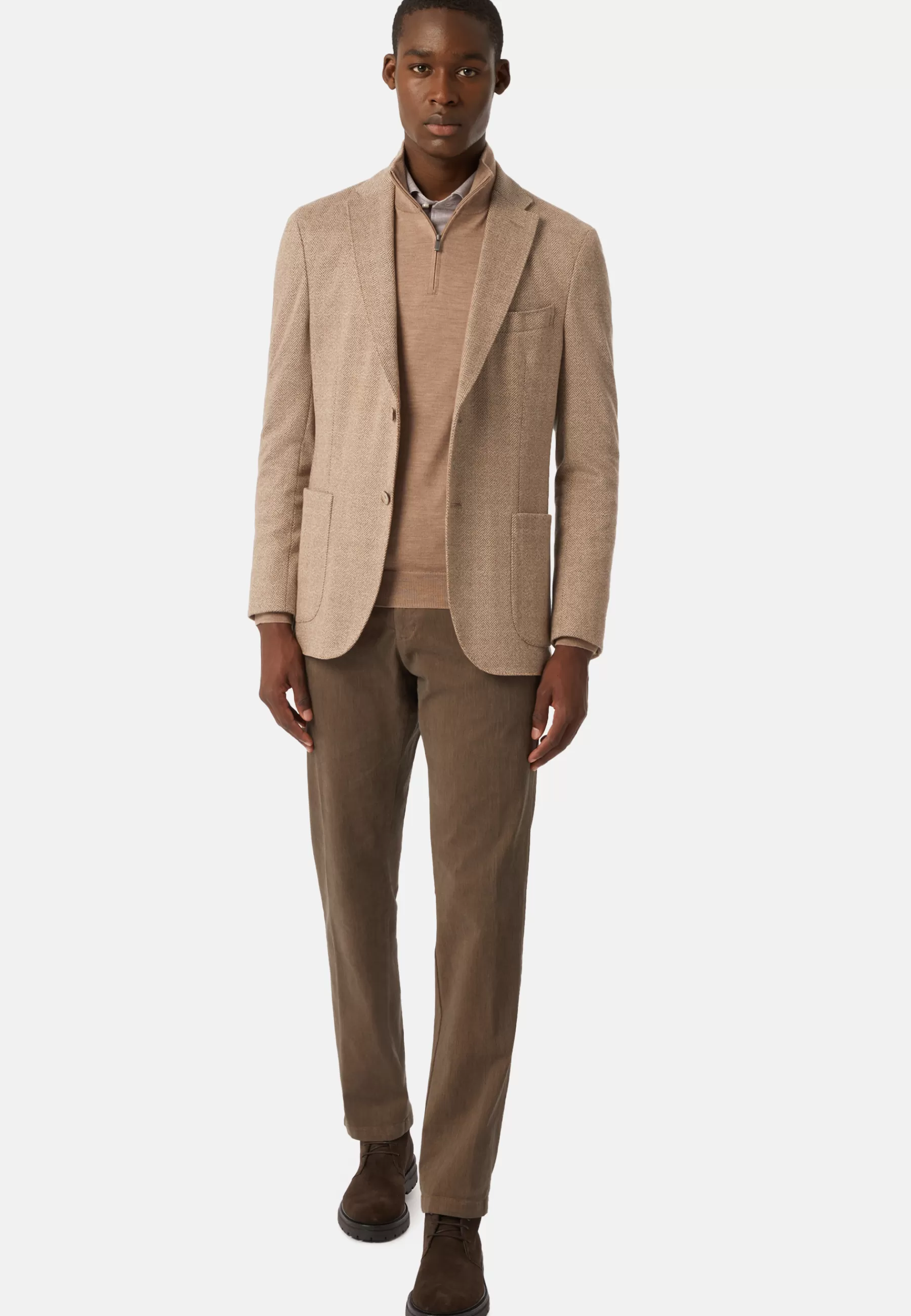 Blazers^Boggi Milano Dove Grey jacket In a B Jersey Cotton Blend Taupe