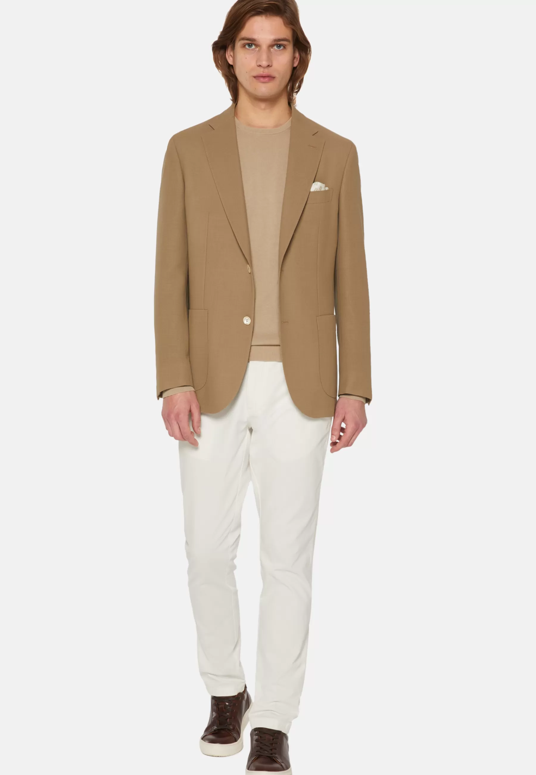 Blazers^Boggi Milano Dove Grey Jacket In Pure Wool Crepe Taupe