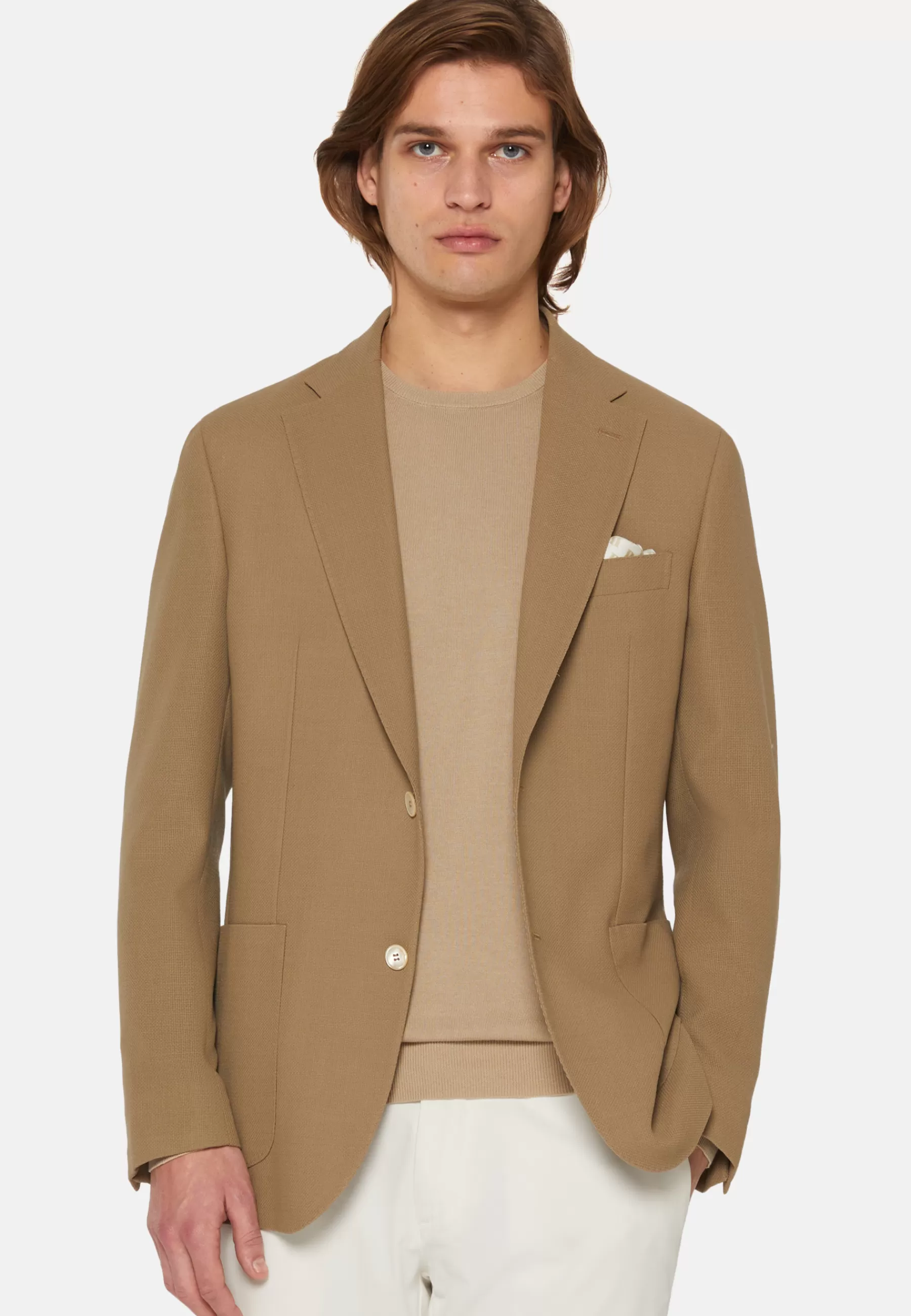 Blazers^Boggi Milano Dove Grey Jacket In Pure Wool Crepe Taupe