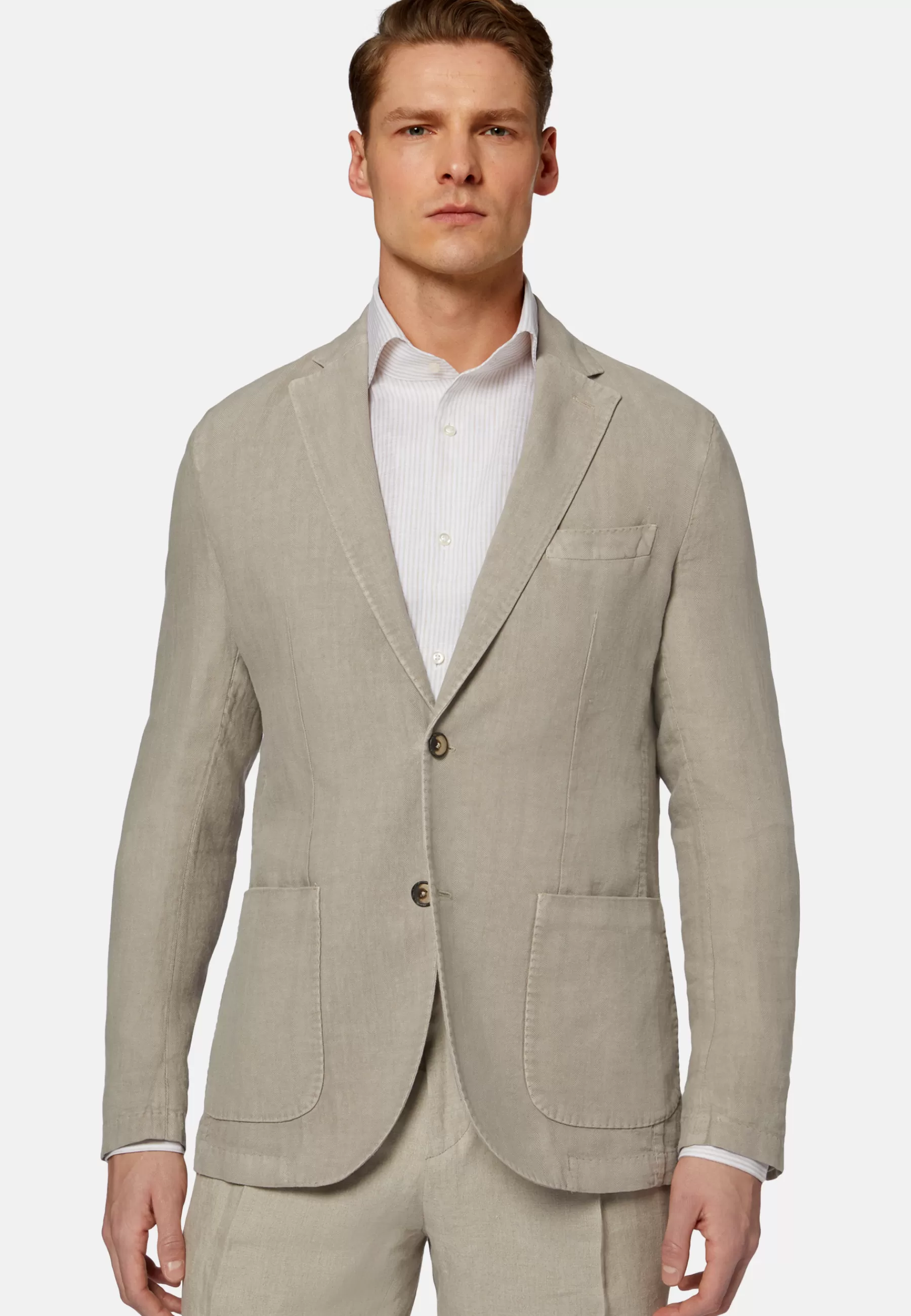 Blazers^Boggi Milano Dove Grey Pure Linen Jacket Taupe