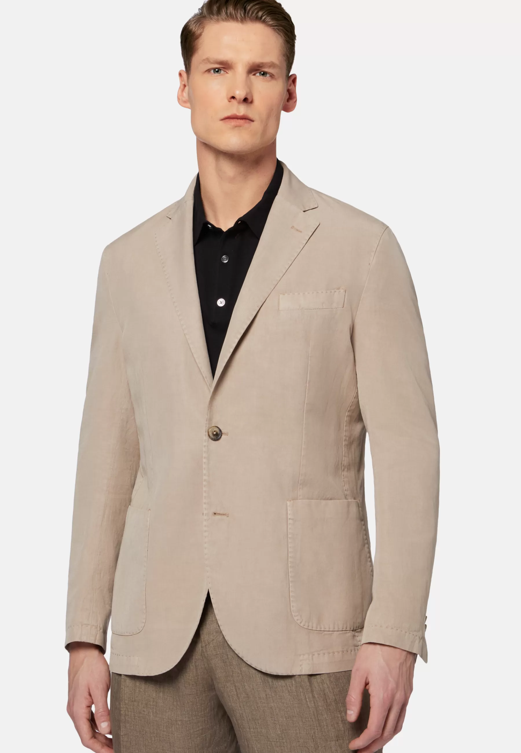 Blazers^Boggi Milano Dove Grey Tencel/Linen/Cotton Jacket Taupe