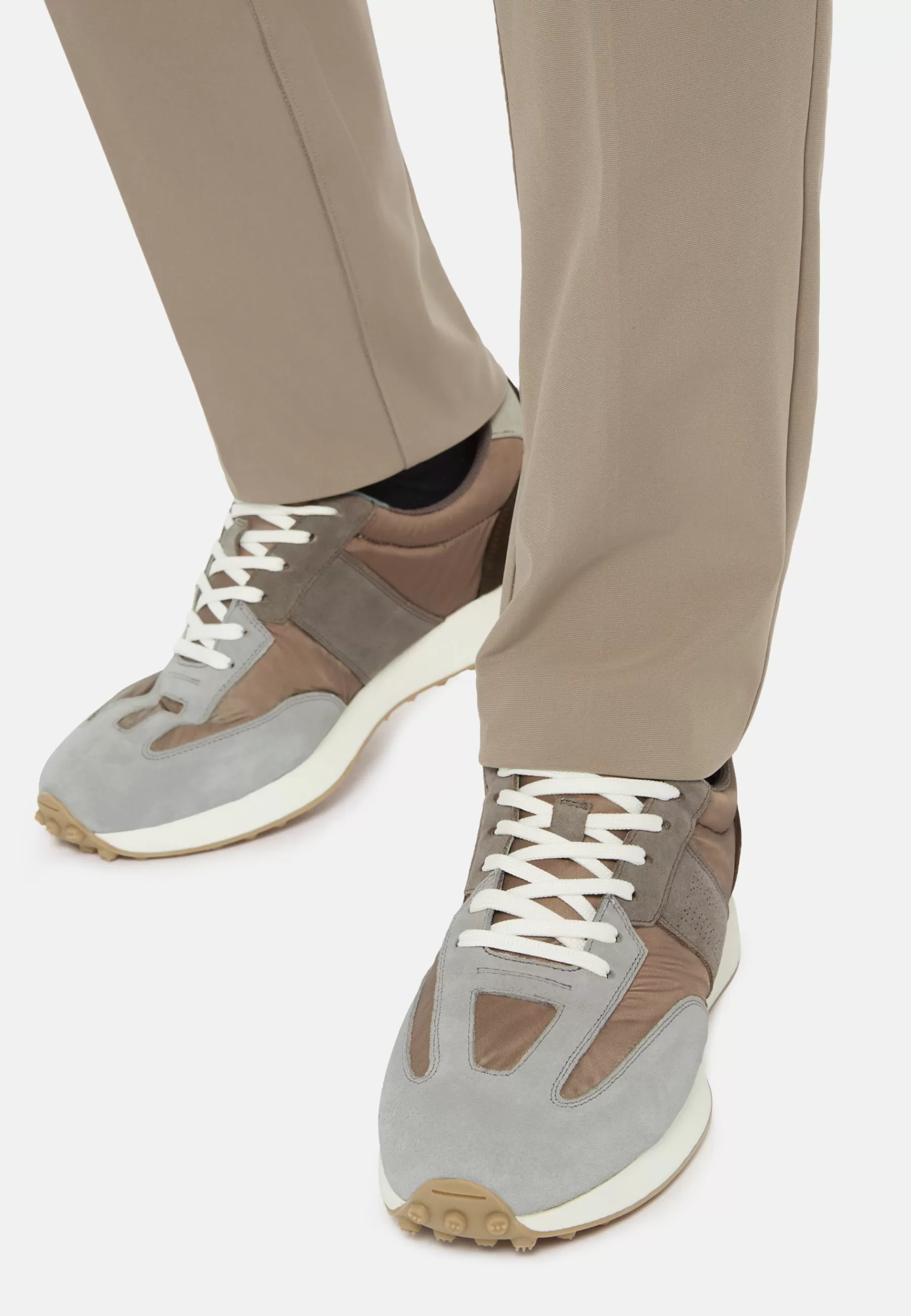 Sneakers^Boggi Milano Dove Grey Trainers In Technical Fabric and Leather Taupe