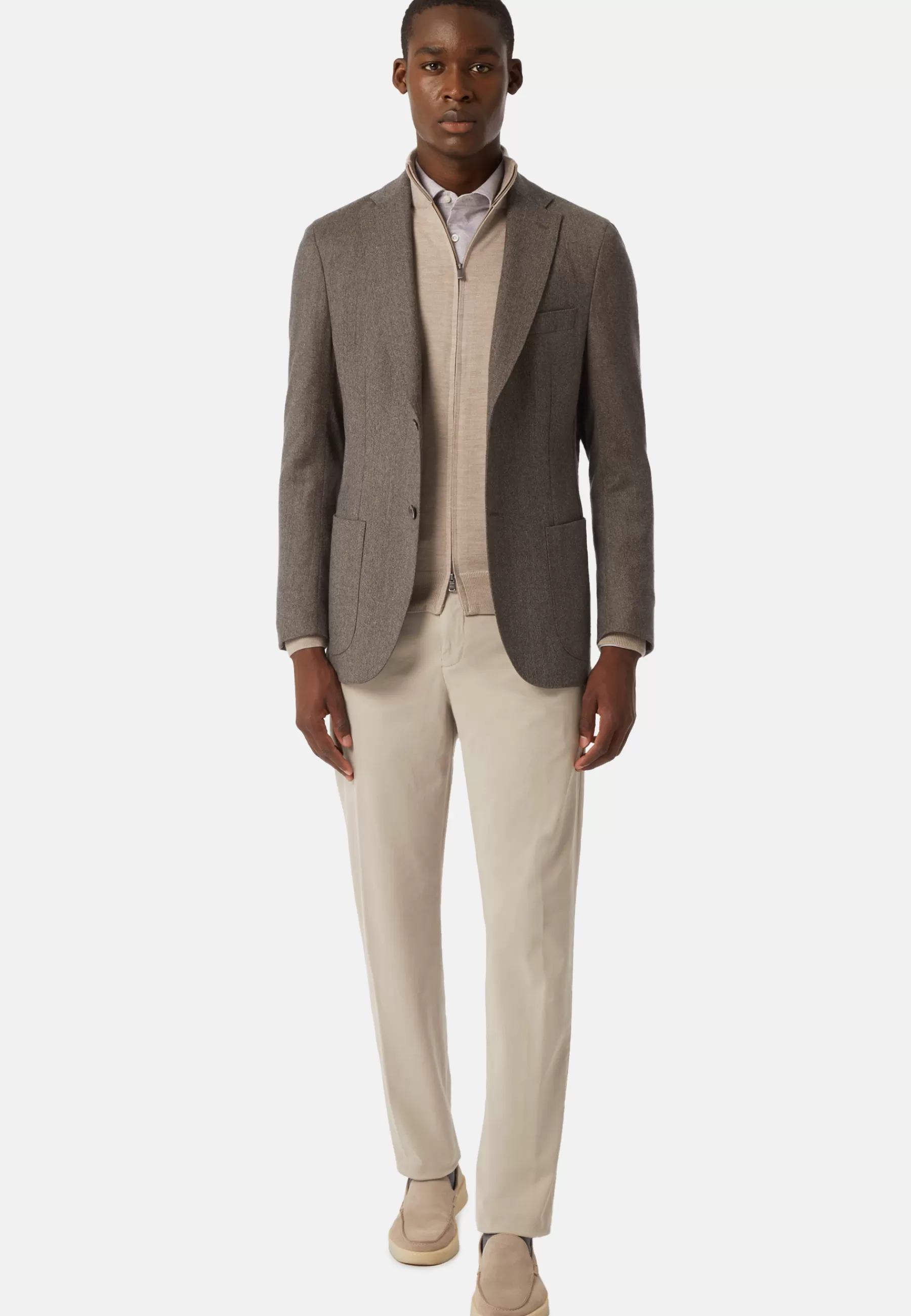 Blazers^Boggi Milano Dovey Grey Jacket in Wool Flannel Taupe