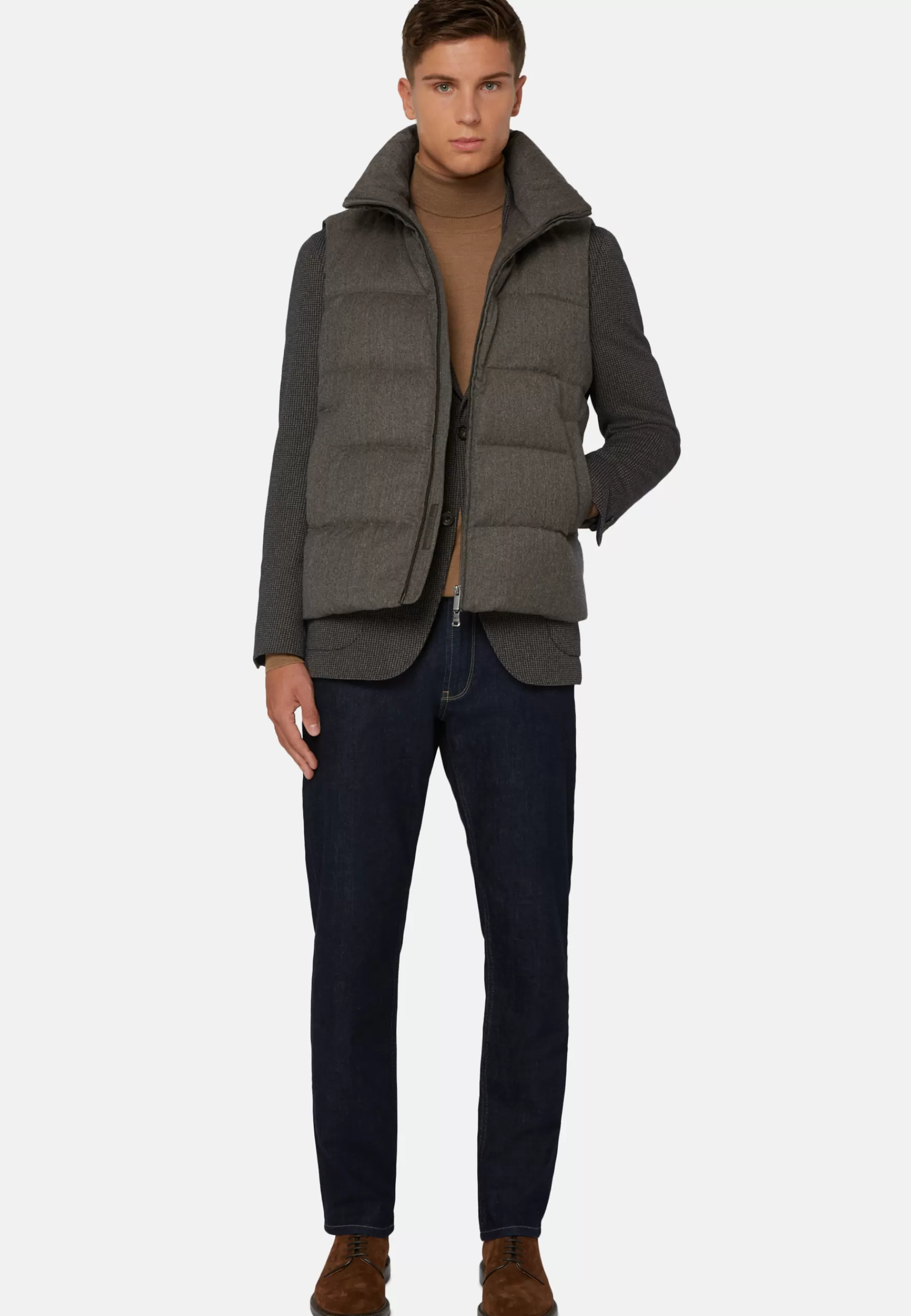 Outerwear^Boggi Milano Down-Filled Flannel Gilet With Hood Taupe