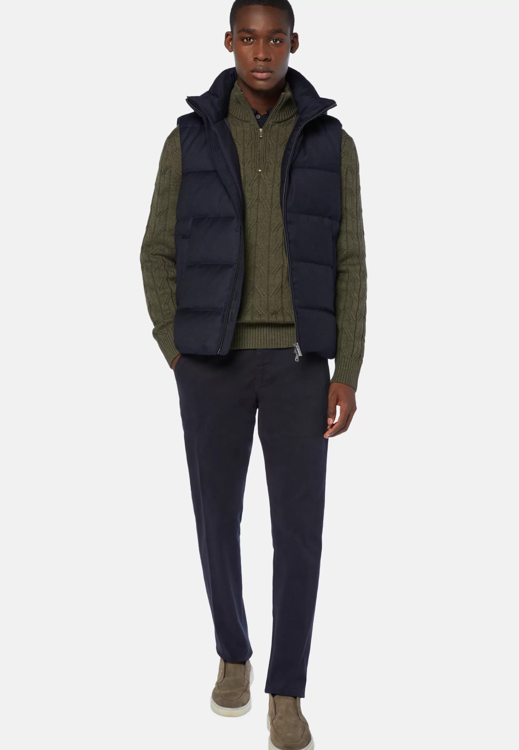 Outerwear^Boggi Milano Down-Filled Flannel Gilet With Hood Navy blue