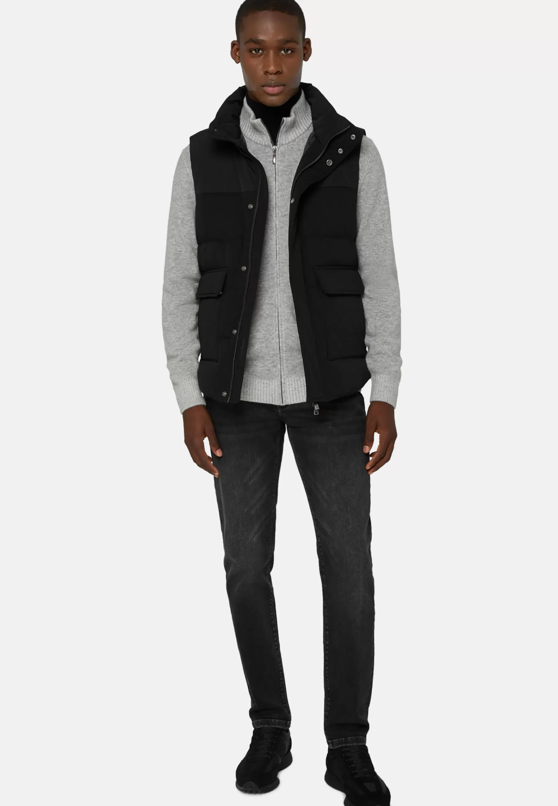 Outerwear^Boggi Milano Down-Filled Nylon Waistcoat With Hood Black