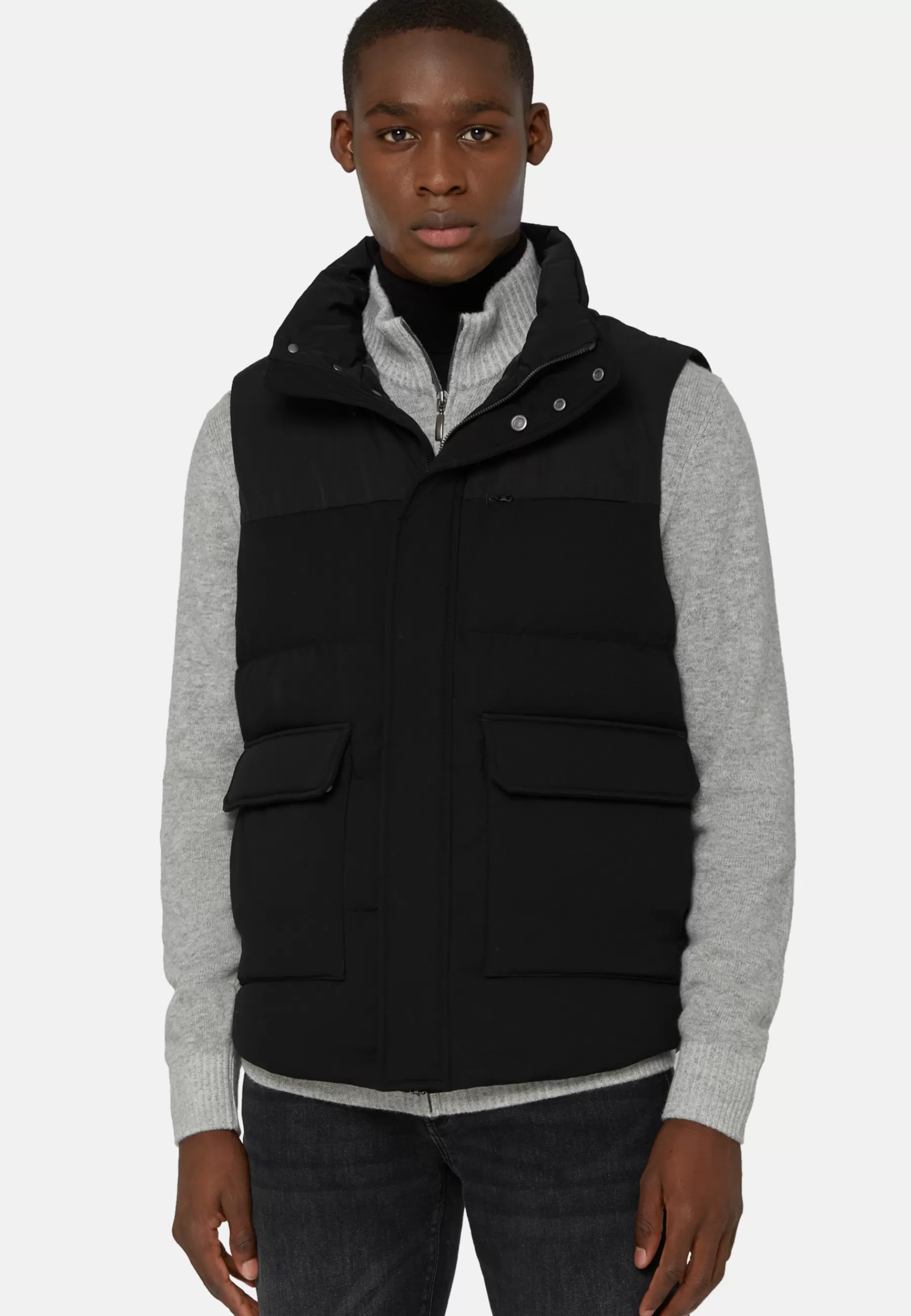 Outerwear^Boggi Milano Down-Filled Nylon Waistcoat With Hood Black