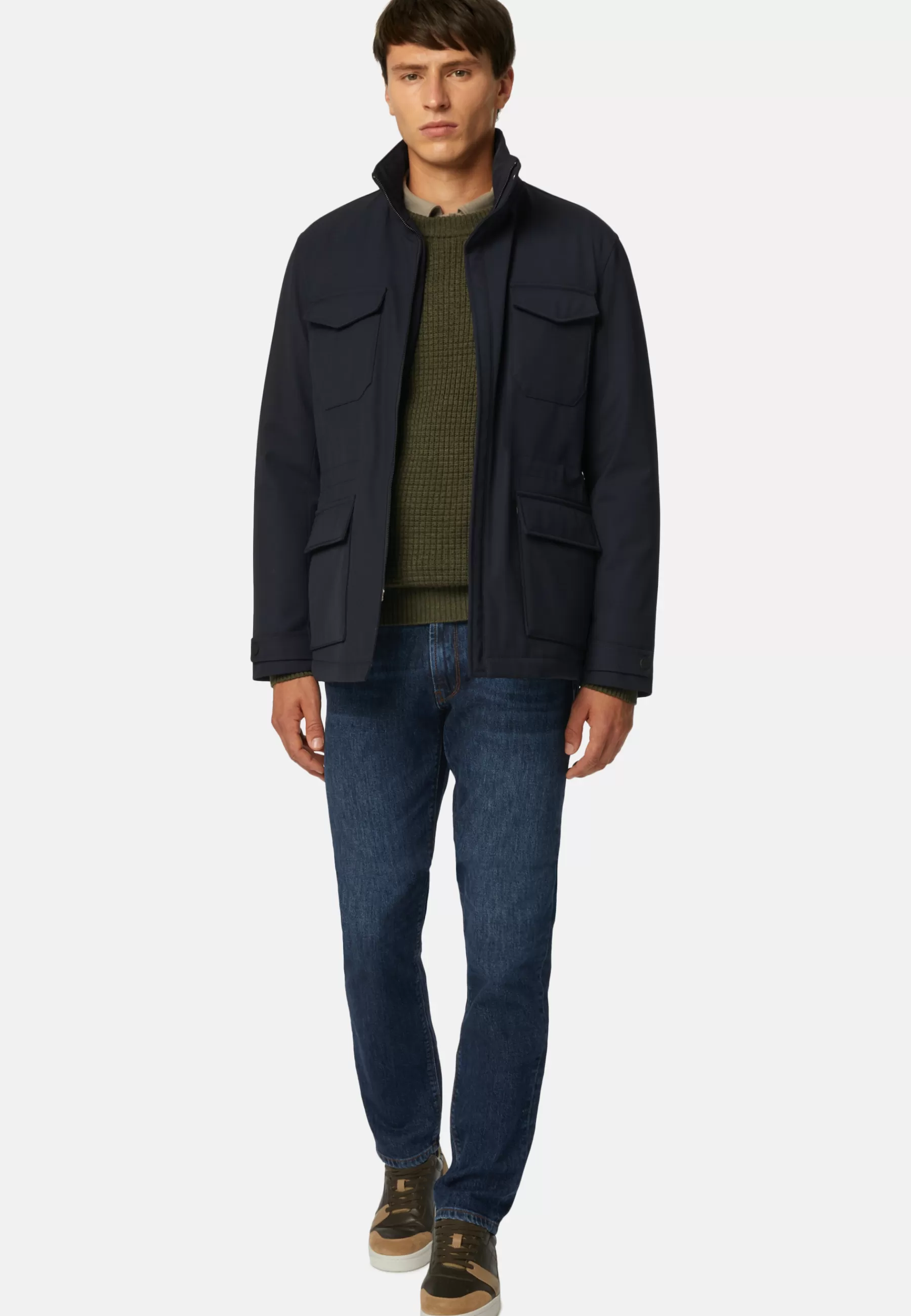 Outerwear^Boggi Milano Field Jacket In Padded Technical Fabric Navy blue