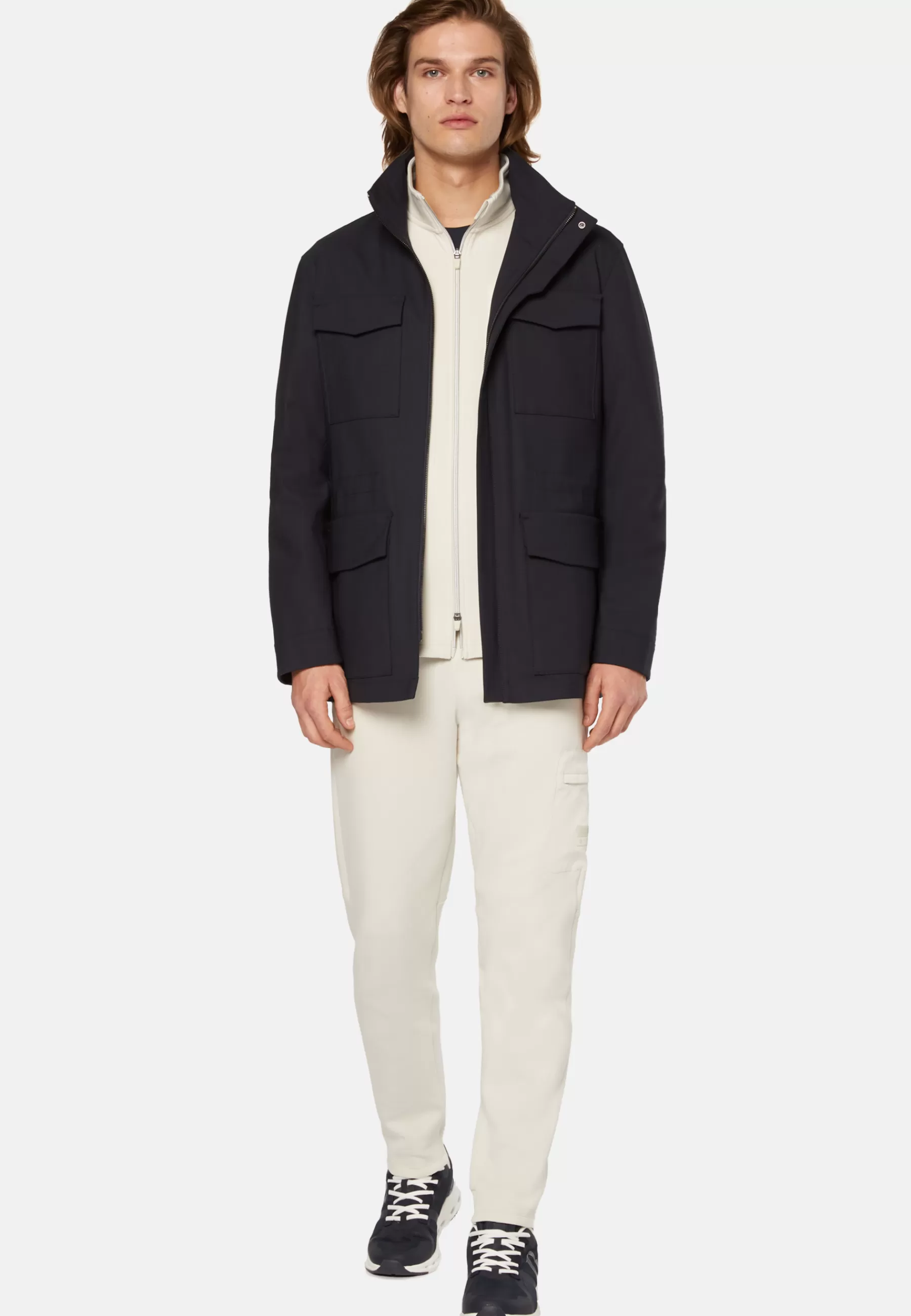 Outerwear^Boggi Milano Field Jacket In Technical Wool Navy blue