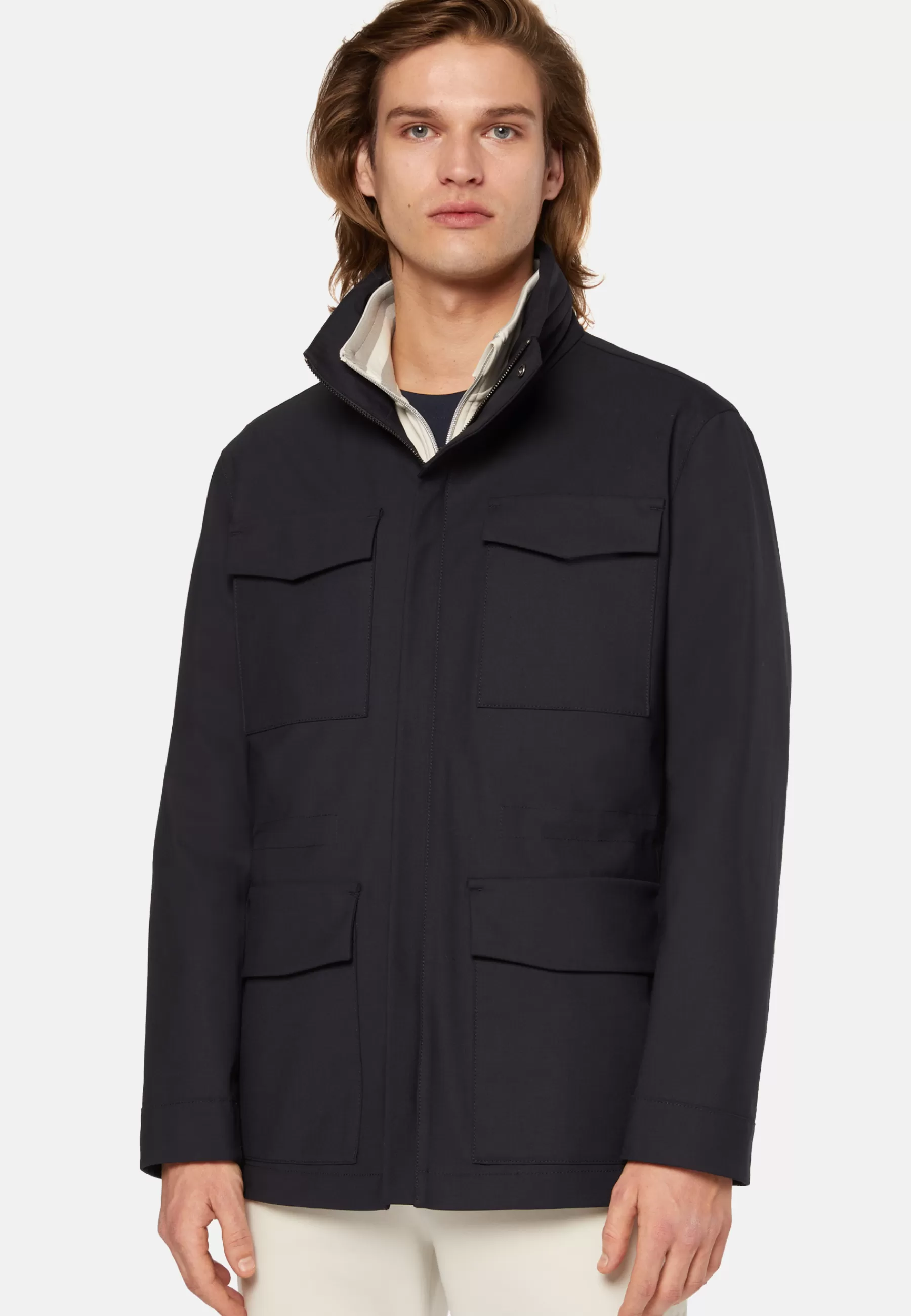 Outerwear^Boggi Milano Field Jacket In Technical Wool Navy blue