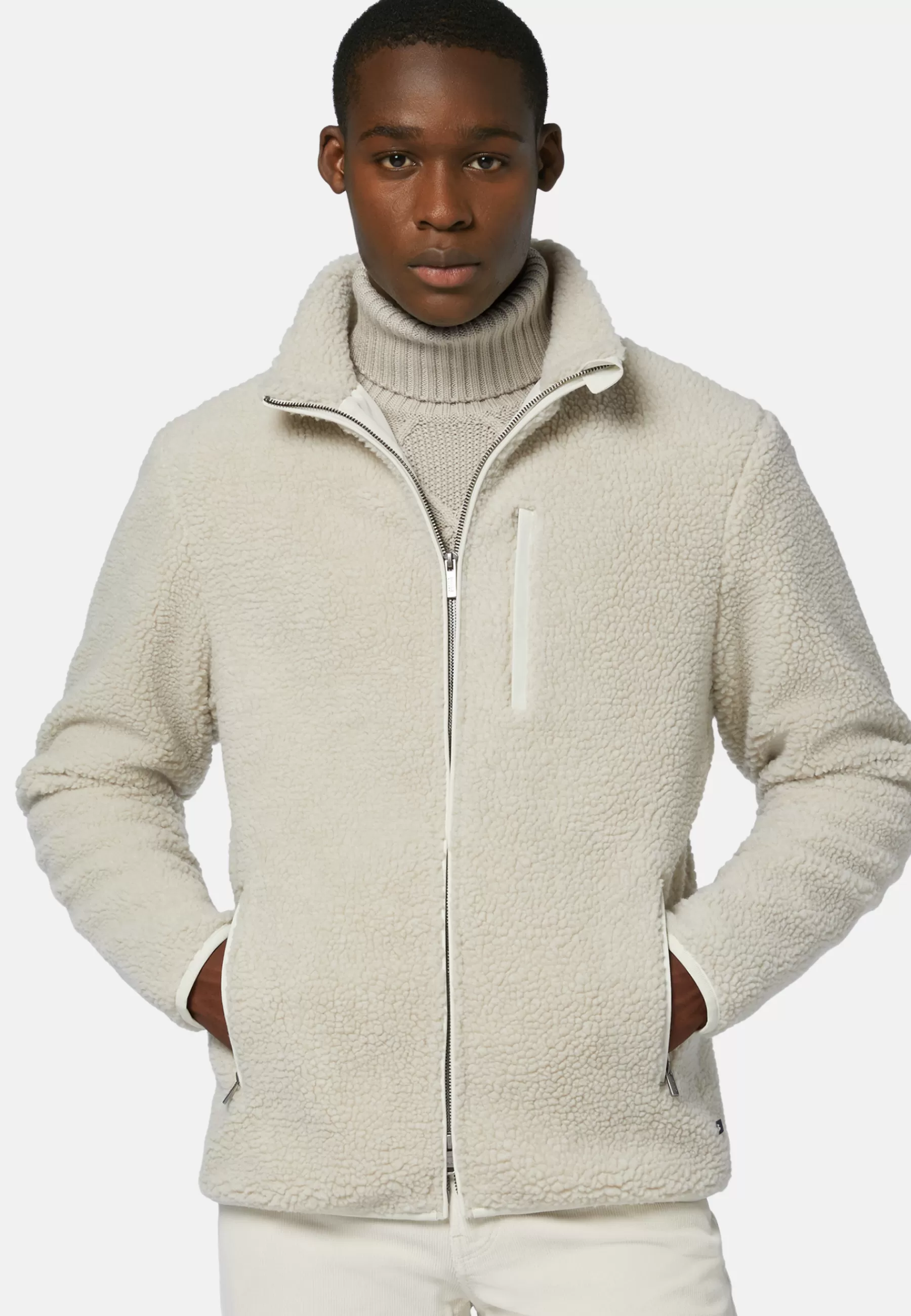 Sweatshirts and Joggers^Boggi Milano Fleece Full Zip Sherpa Sweatshirt Sand