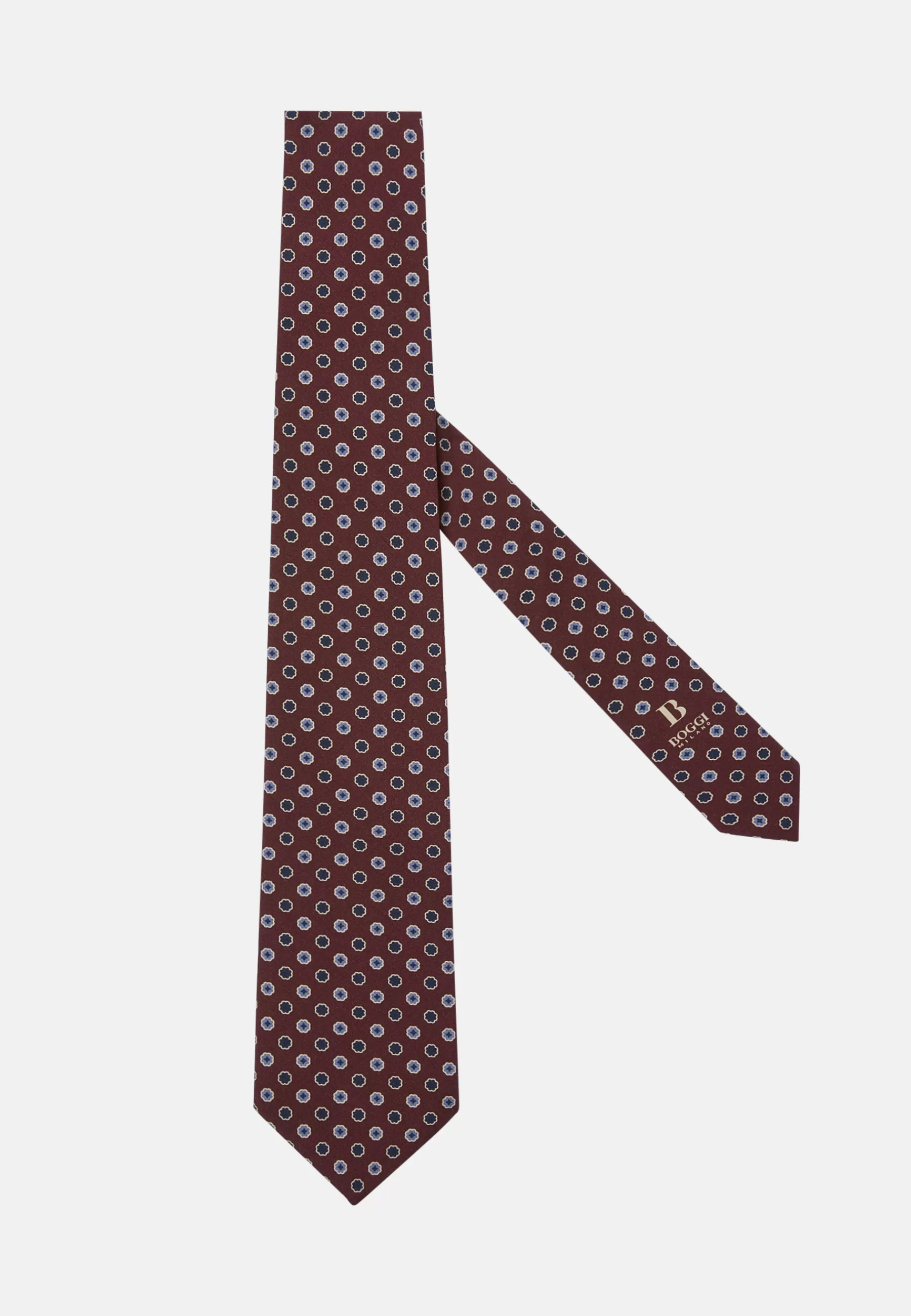 Ties^Boggi Milano Floral Silk Tie Burgundy