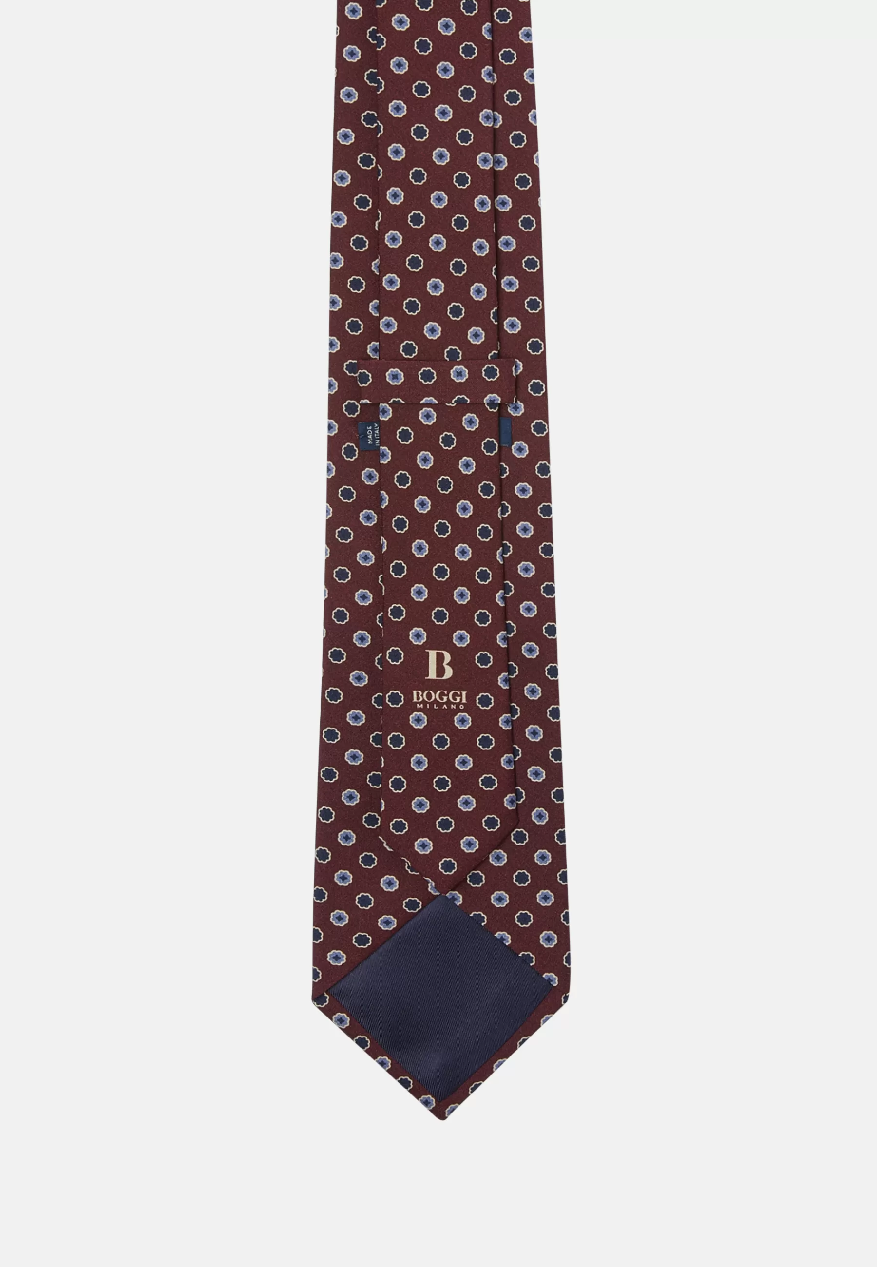 Ties^Boggi Milano Floral Silk Tie Burgundy