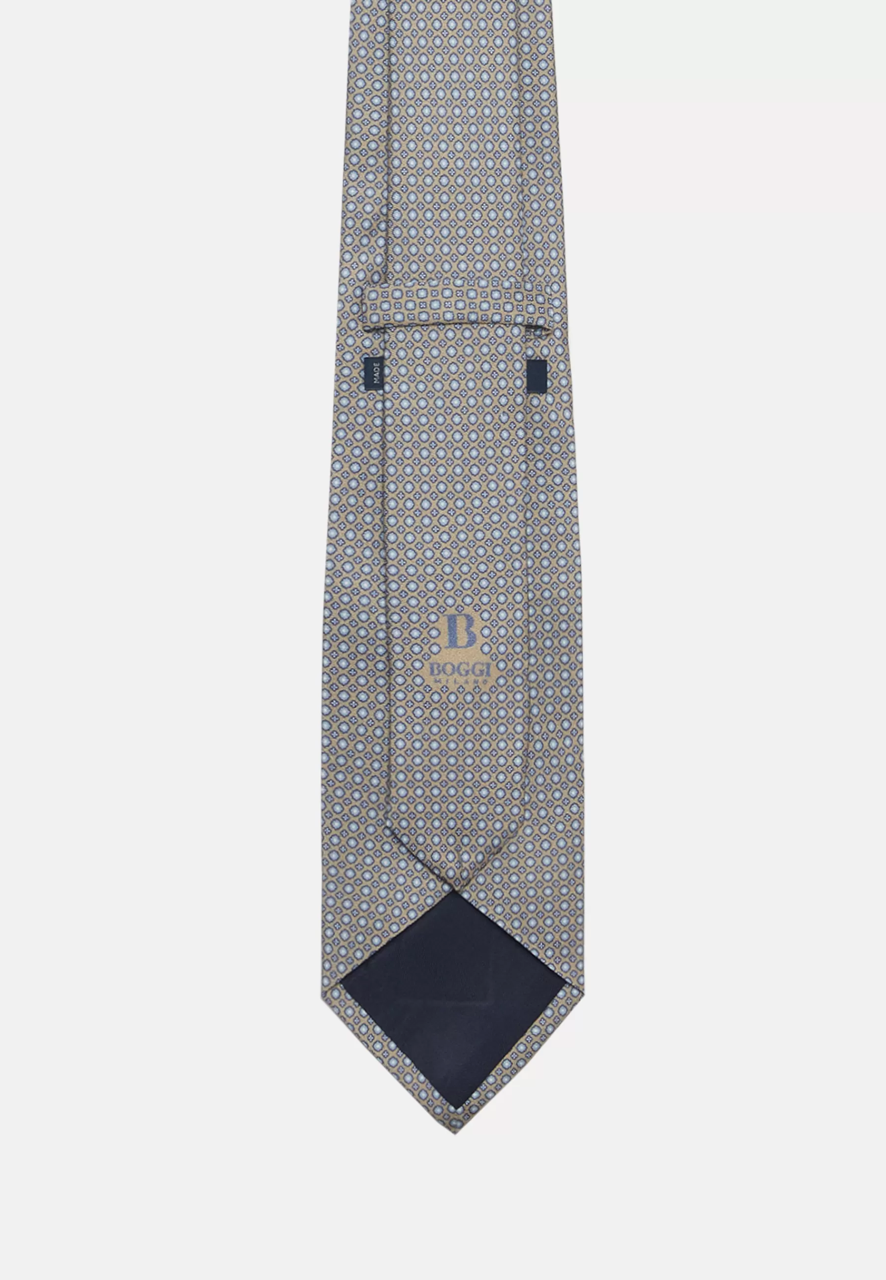 Ties^Boggi Milano Floral Silk Tie Taupe