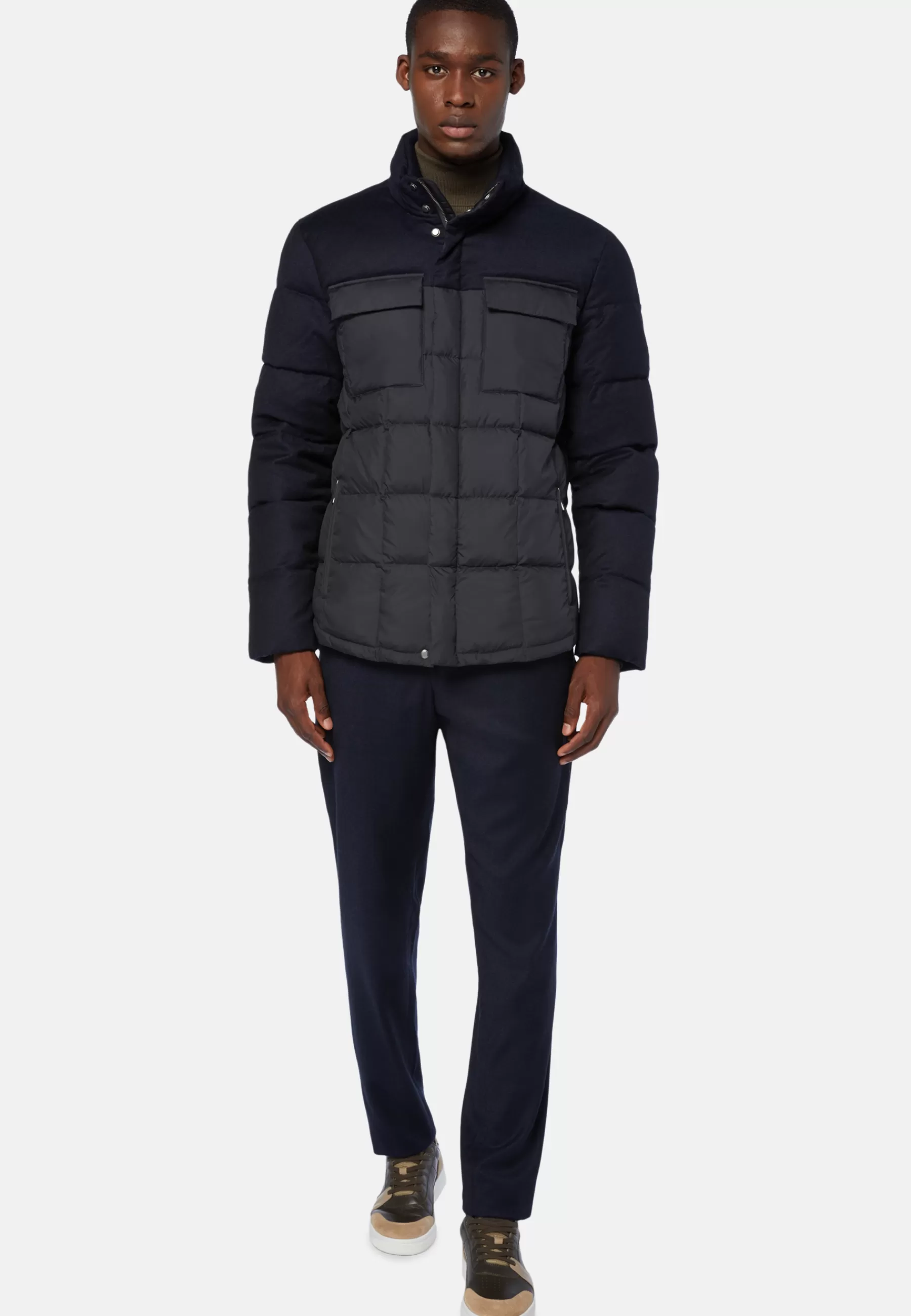 Outerwear^Boggi Milano Flyn Flannel and Feather Tech Bomber Jacket Navy blue