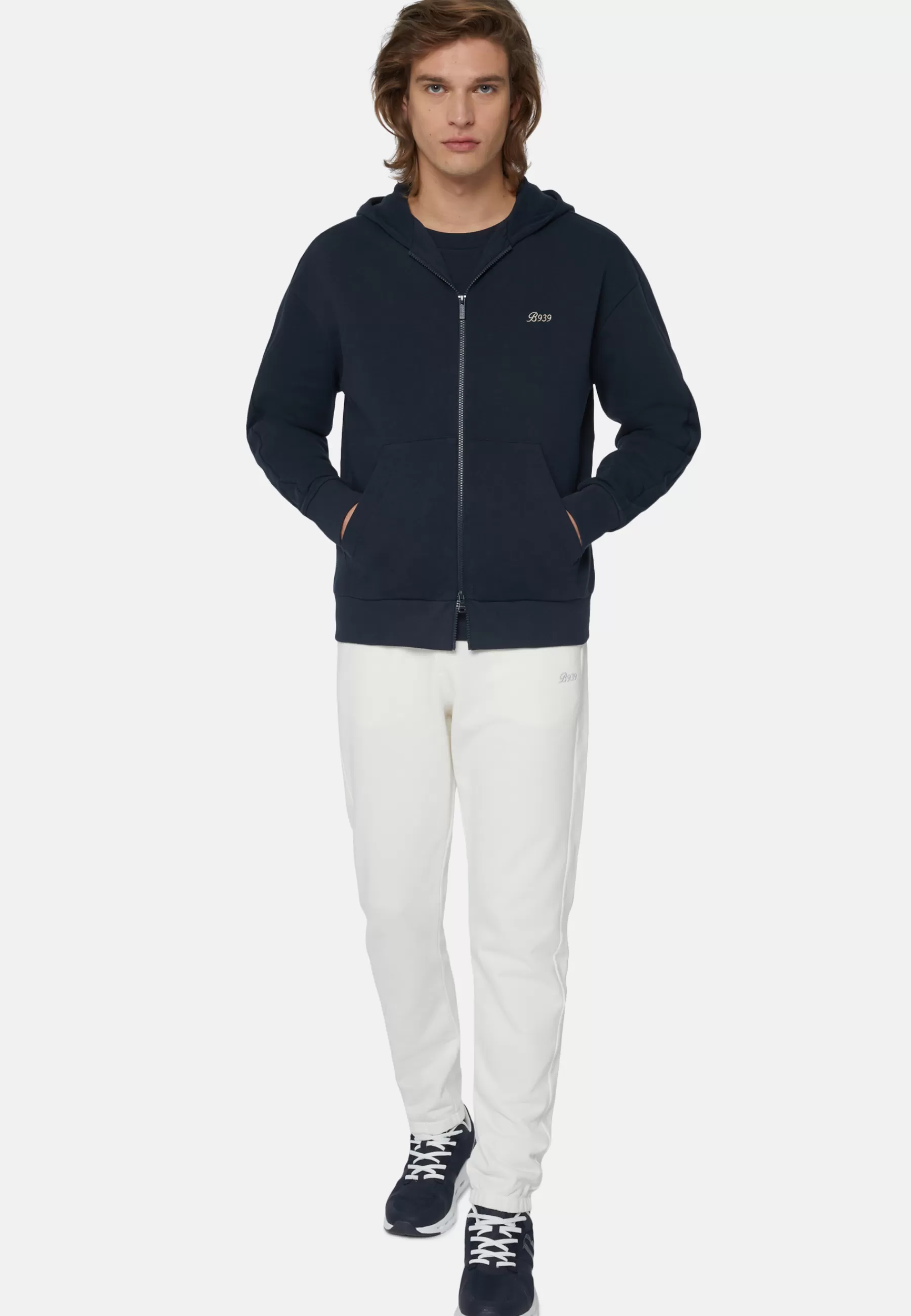 Sweatshirts and Joggers^Boggi Milano Full Zip Sweatshirt In Organic Cotton Blend Navy blue