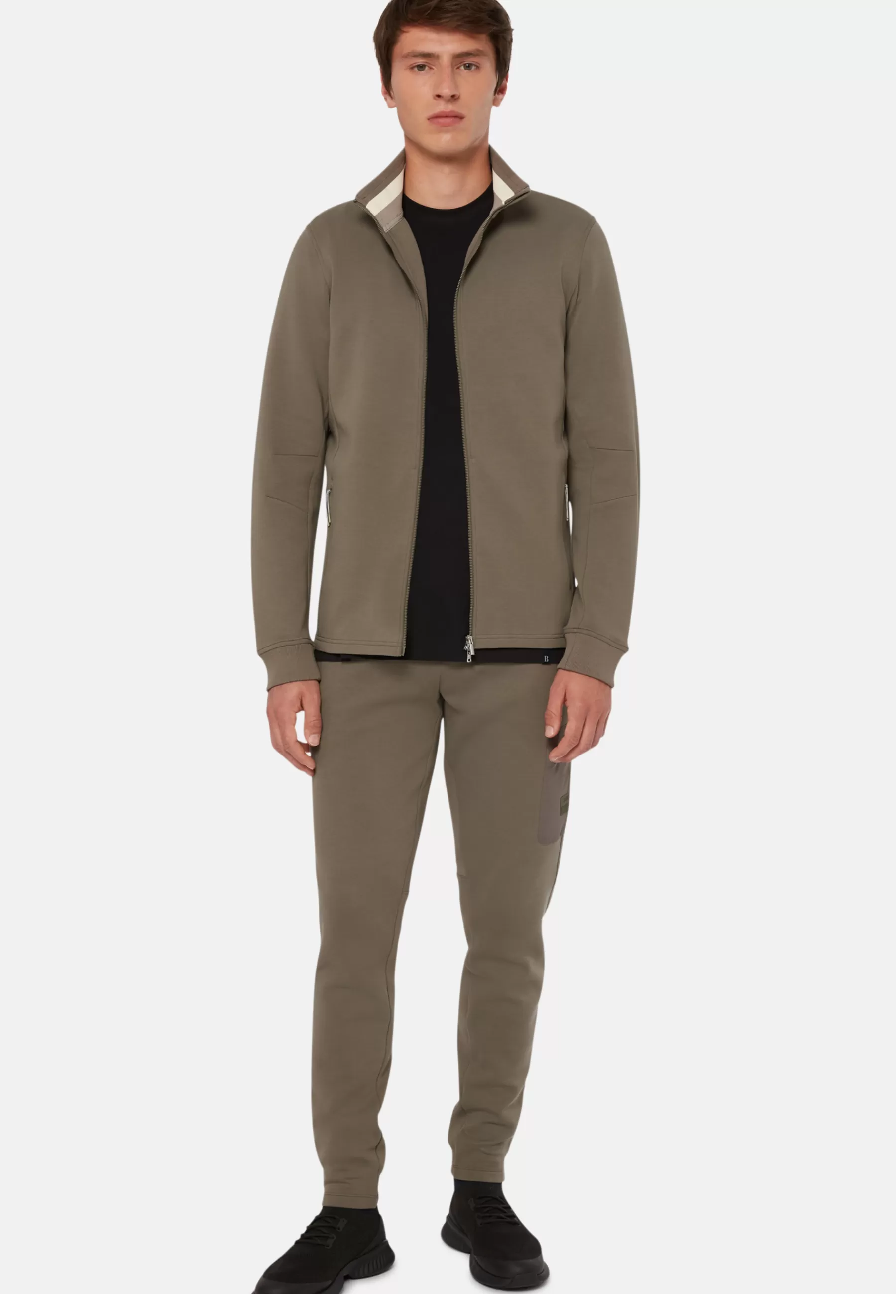 Sweatshirts and Joggers^Boggi Milano Full Zip Sweatshirt In Recycled Light Scuba Military Green