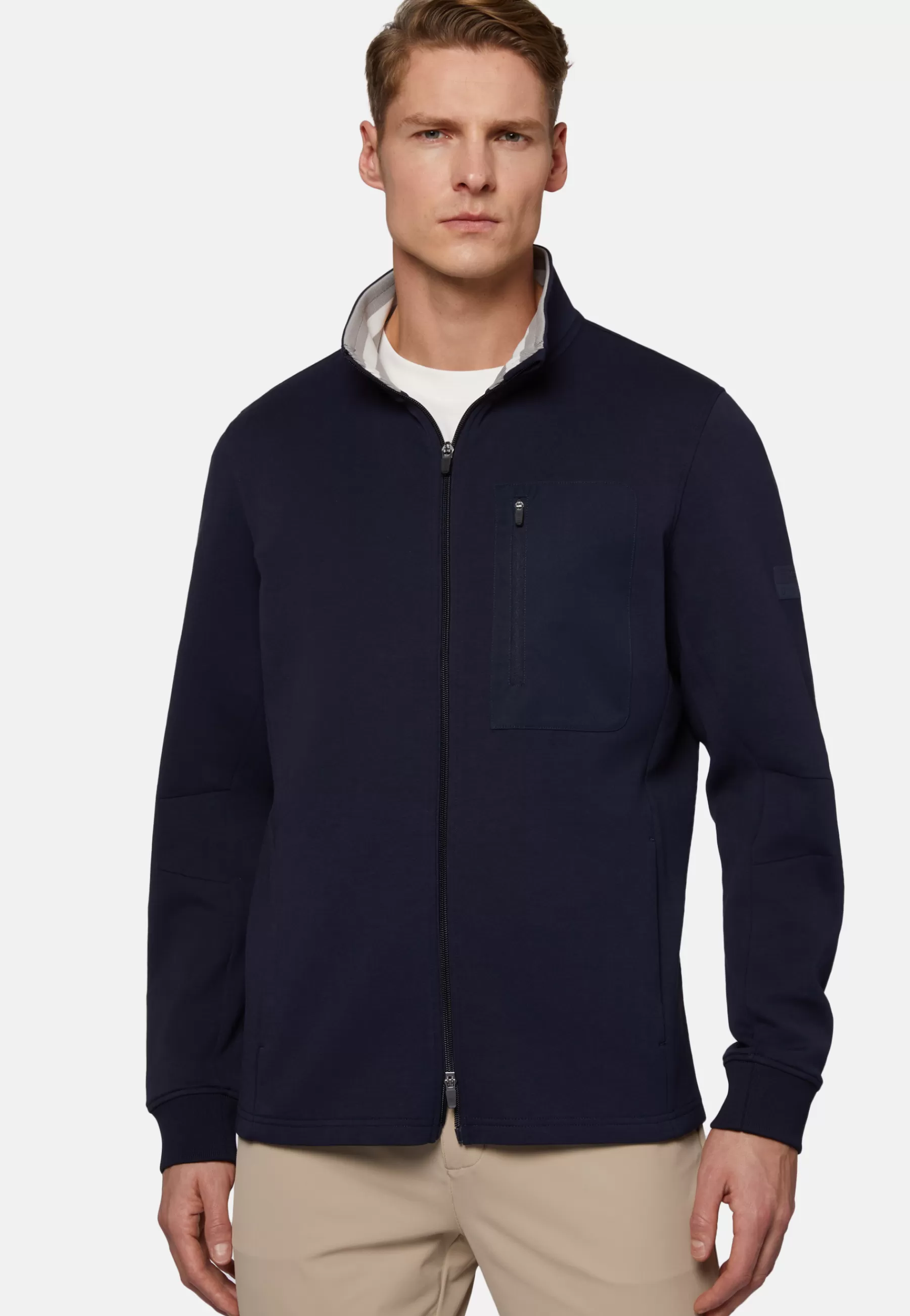 Sweatshirts and Joggers^Boggi Milano Full-Zip Hoodie In Lightweight Scuba Navy blue