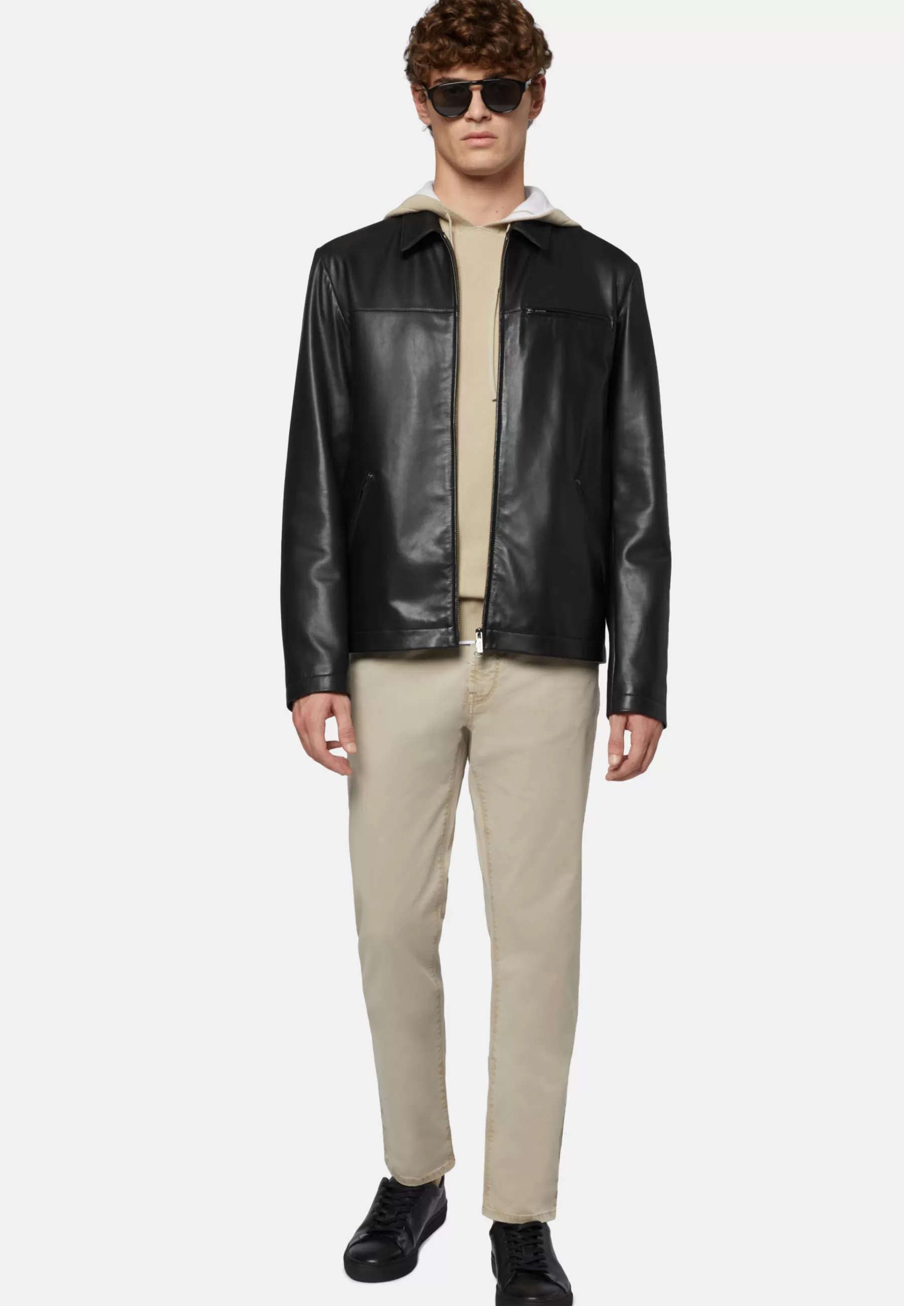 Outerwear^Boggi Milano Genuine Leather Bomber Jacket Black