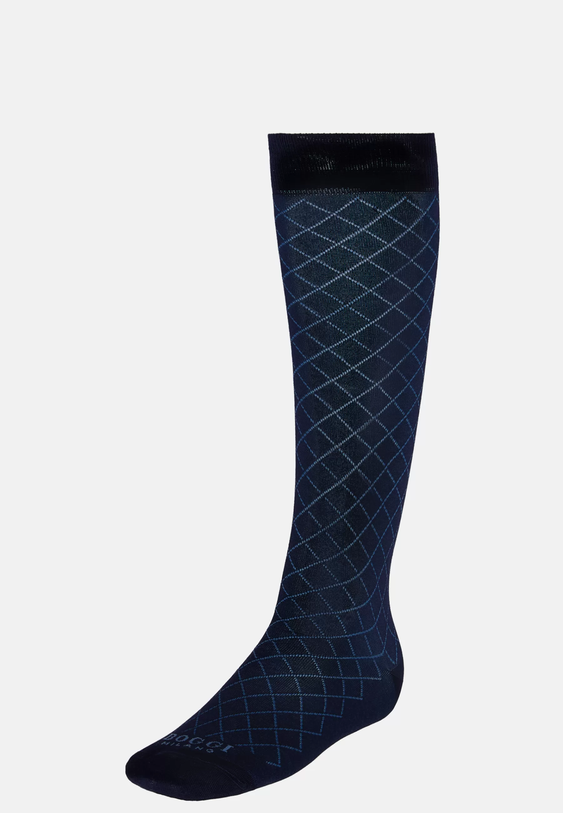 Socks^Boggi Milano Geometric Pattern Socks in Cotton Blend Navy blue