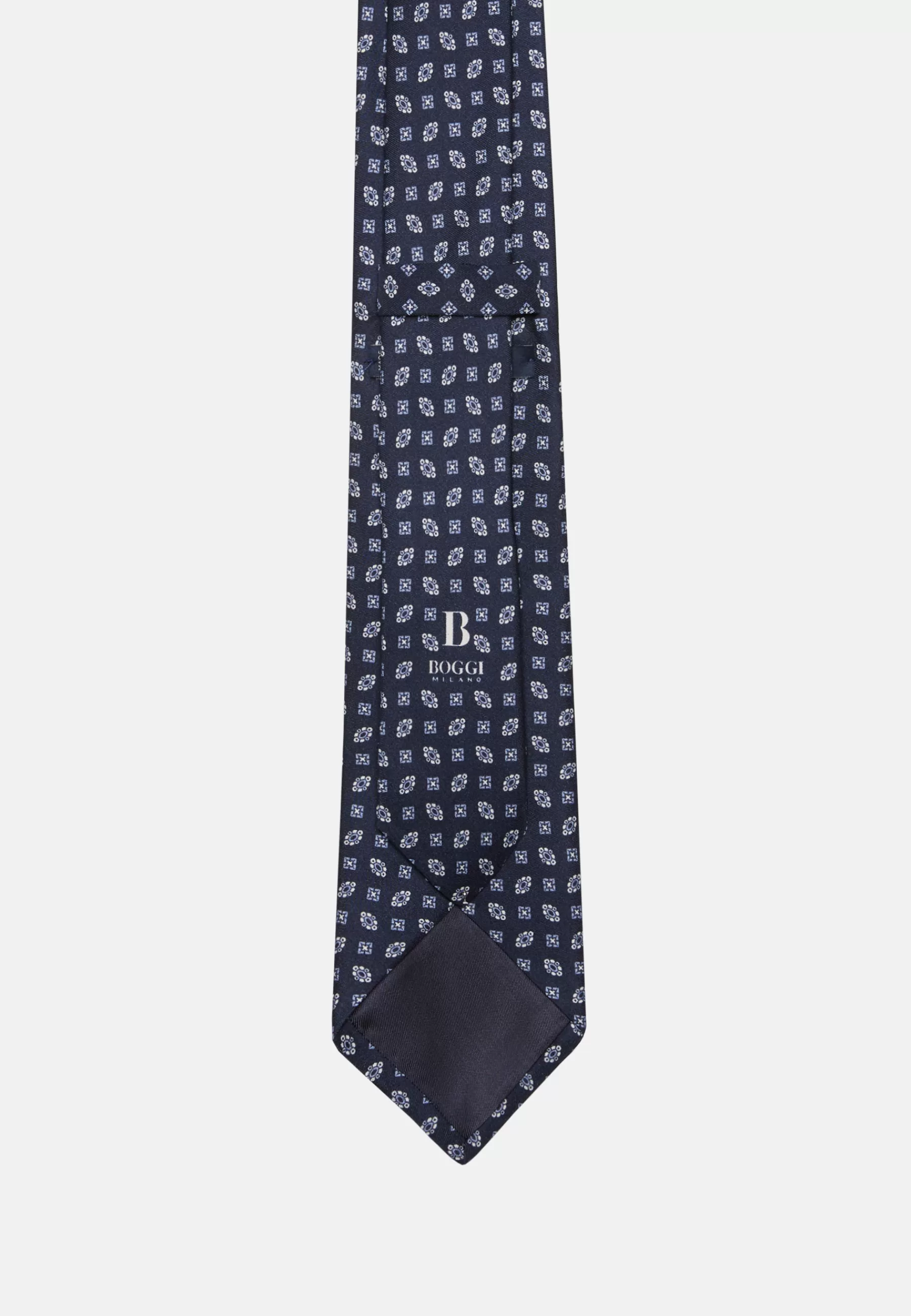 Ties^Boggi Milano Geometric Patterned Silk Tie Navy blue